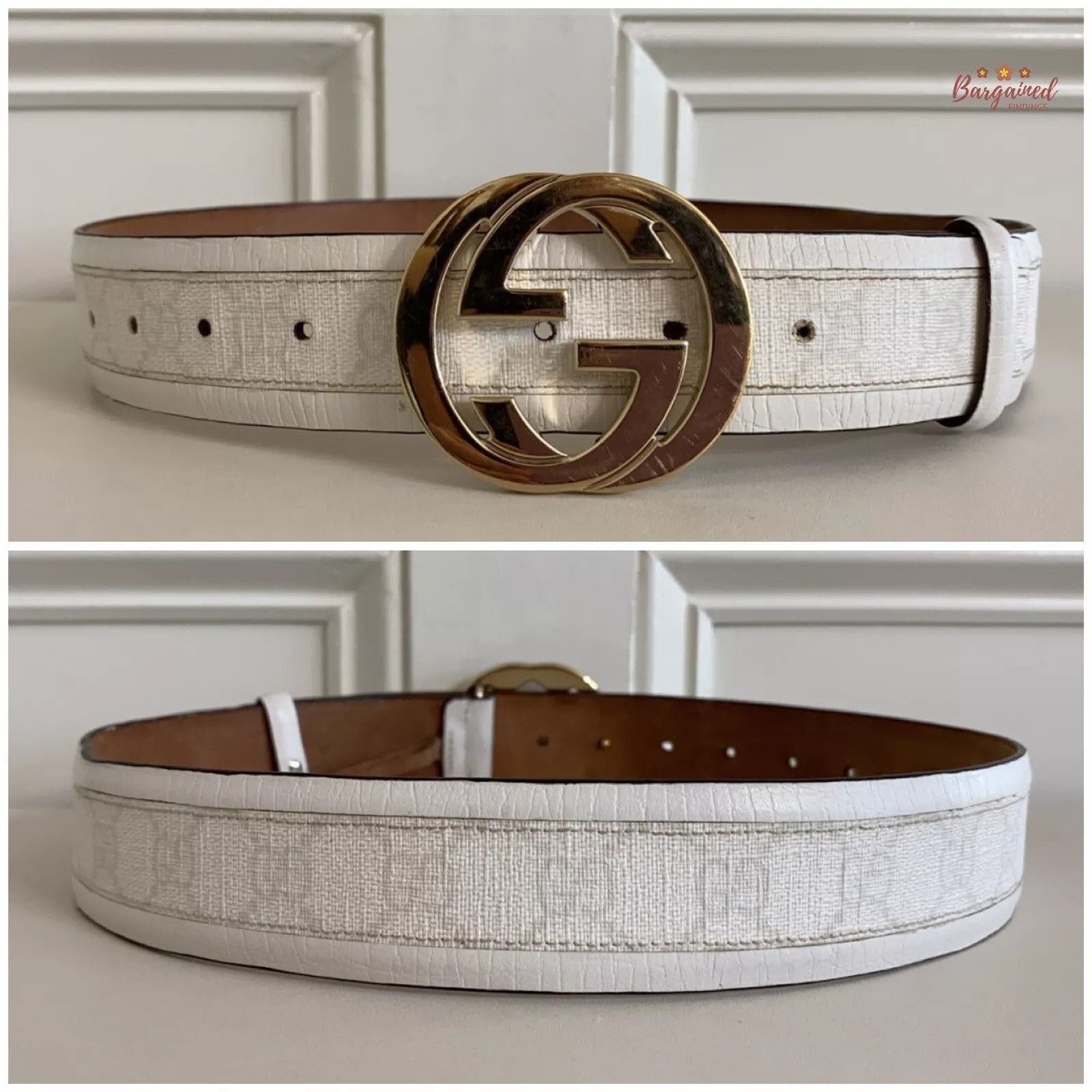 Gucci GUCCI GG Plus Coated Canvas Leather Interlocking G Belt Size 28 - 2 Thumbnail