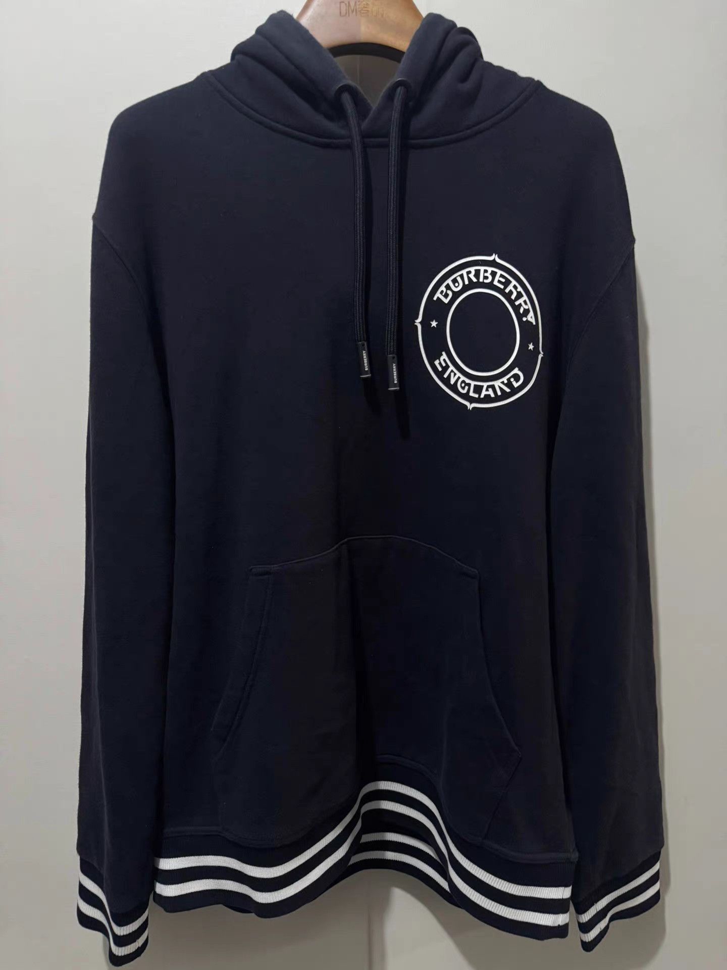 Burberry Black Hoodie with Circular Logo and Striped Hem Size US M / EU 48-50 / 2 - 1 Thumbnail