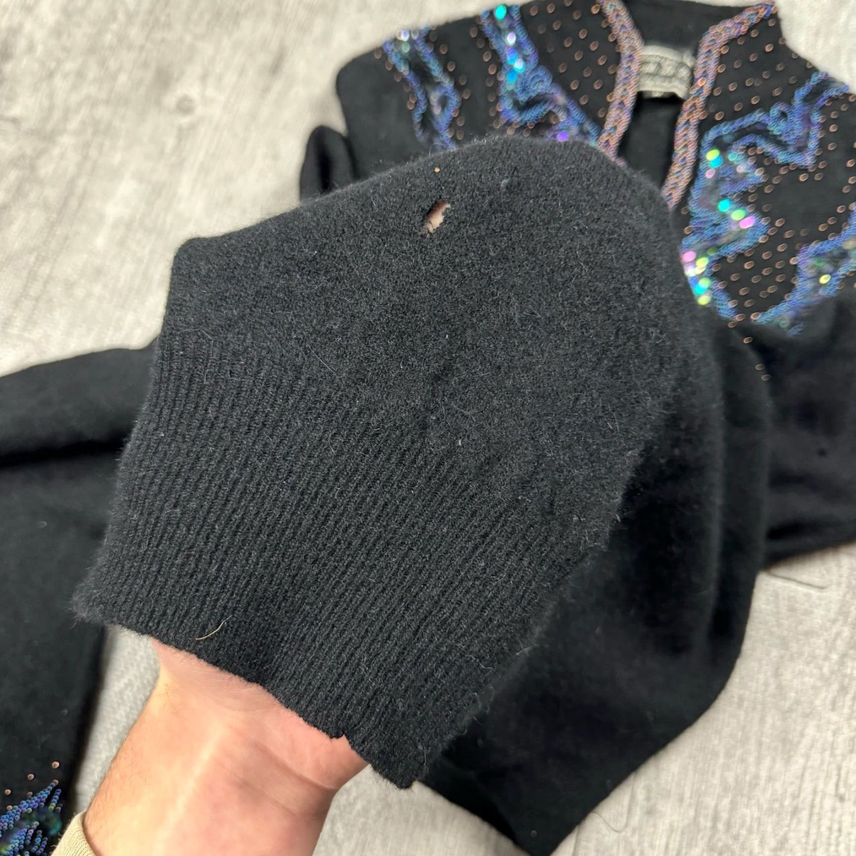 Joseph VINTAGE Jean Joseph Le Bon Beaded Sequin Lambswool Angora Sweater Womens M Black 1980s Eveningwear Size M / US 6-8 / IT 42-44 - 7 Thumbnail