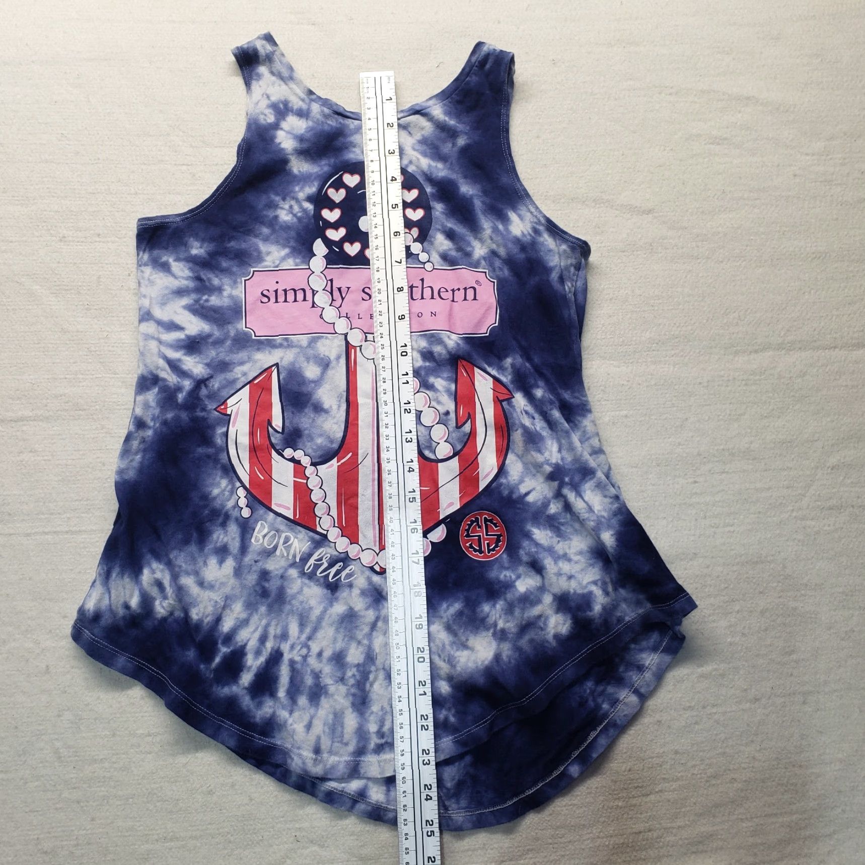 Born VINTAGE Simply Southern Tank Top Tie Dye Anchor Blue Red White Adult Women S Sleeveless Shirt 90s Size S / US 4 / IT 40 - 5 Thumbnail