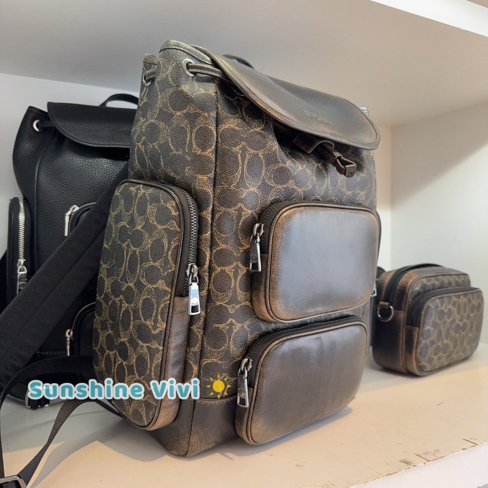 Coach NWT Coach Finn Backpack Loved Signature Gunmetal/Brown CDY56 Size ONE SIZE - 6 Thumbnail