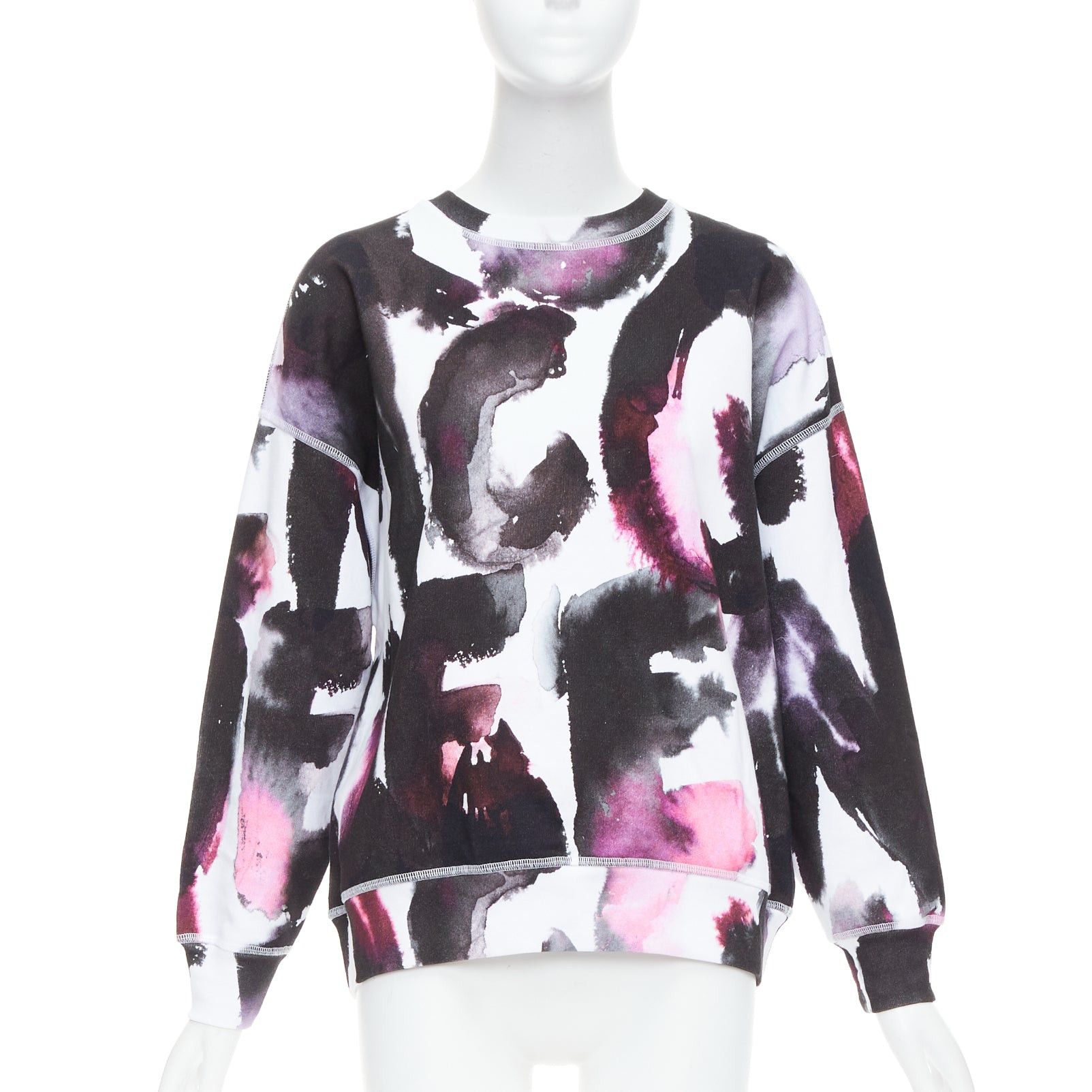 Alexander McQueen ALEXANDER MCQUEEN 2022 logo watercolor print long sleeve crew sweater IT38 XS Size XS / US 0-2 / IT 36-38 - 1 Thumbnail