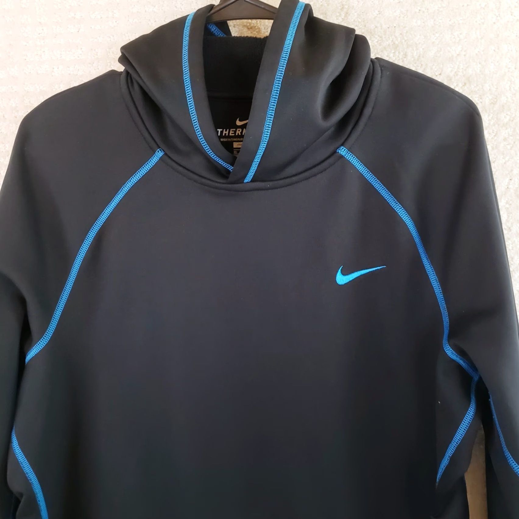 Nike Nike Hoodie Mens XL Black Therma-Fit Pullover Fleece Lined Jacket Pockets BlueT Size US XL / EU 56 / 4 - 3 Thumbnail