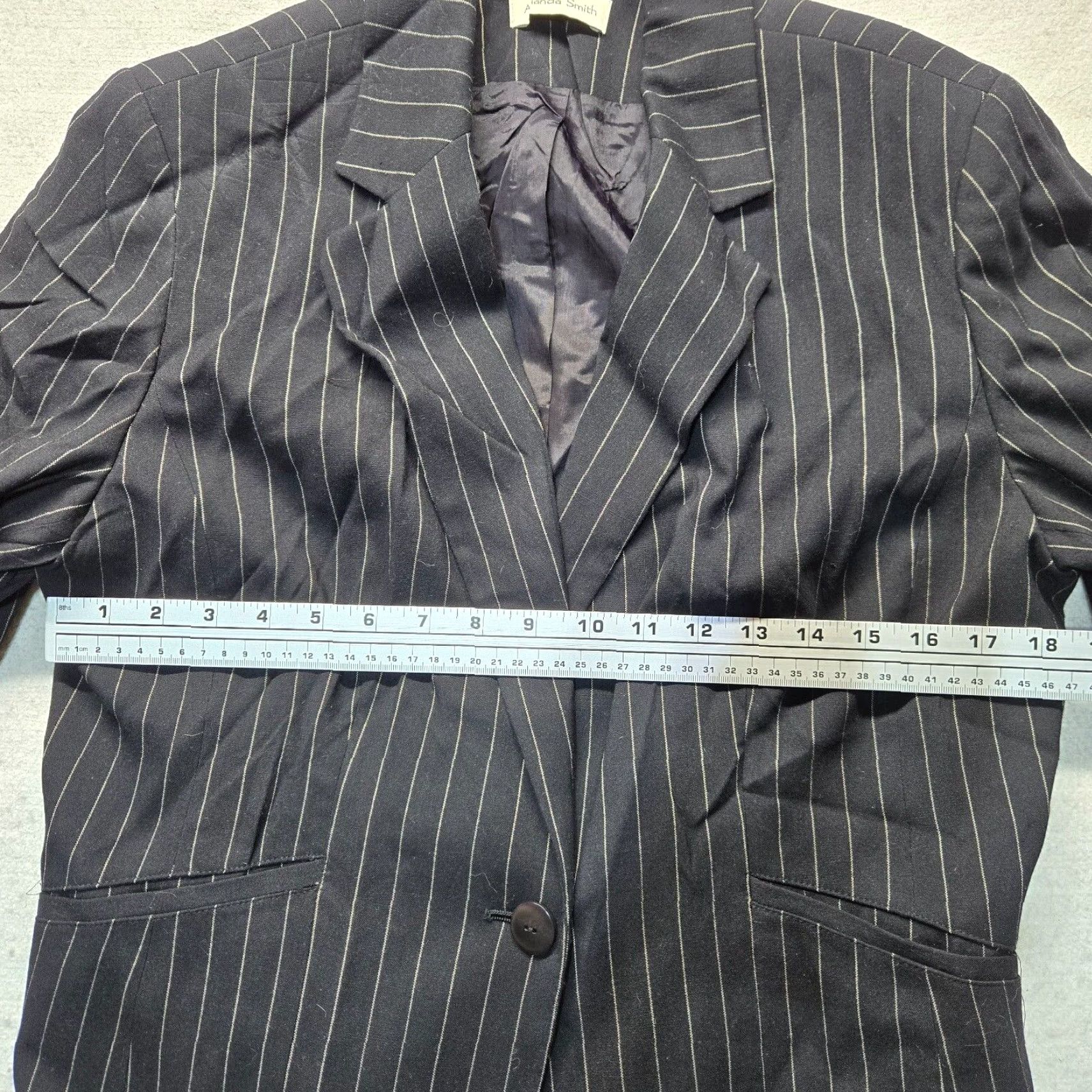 Vintage Amanda Smith Blazer Jacket Striped Adult Women's Size 12 Black Lined Polyester Size XL / US 12-14 / IT 48-50 - 4 Thumbnail