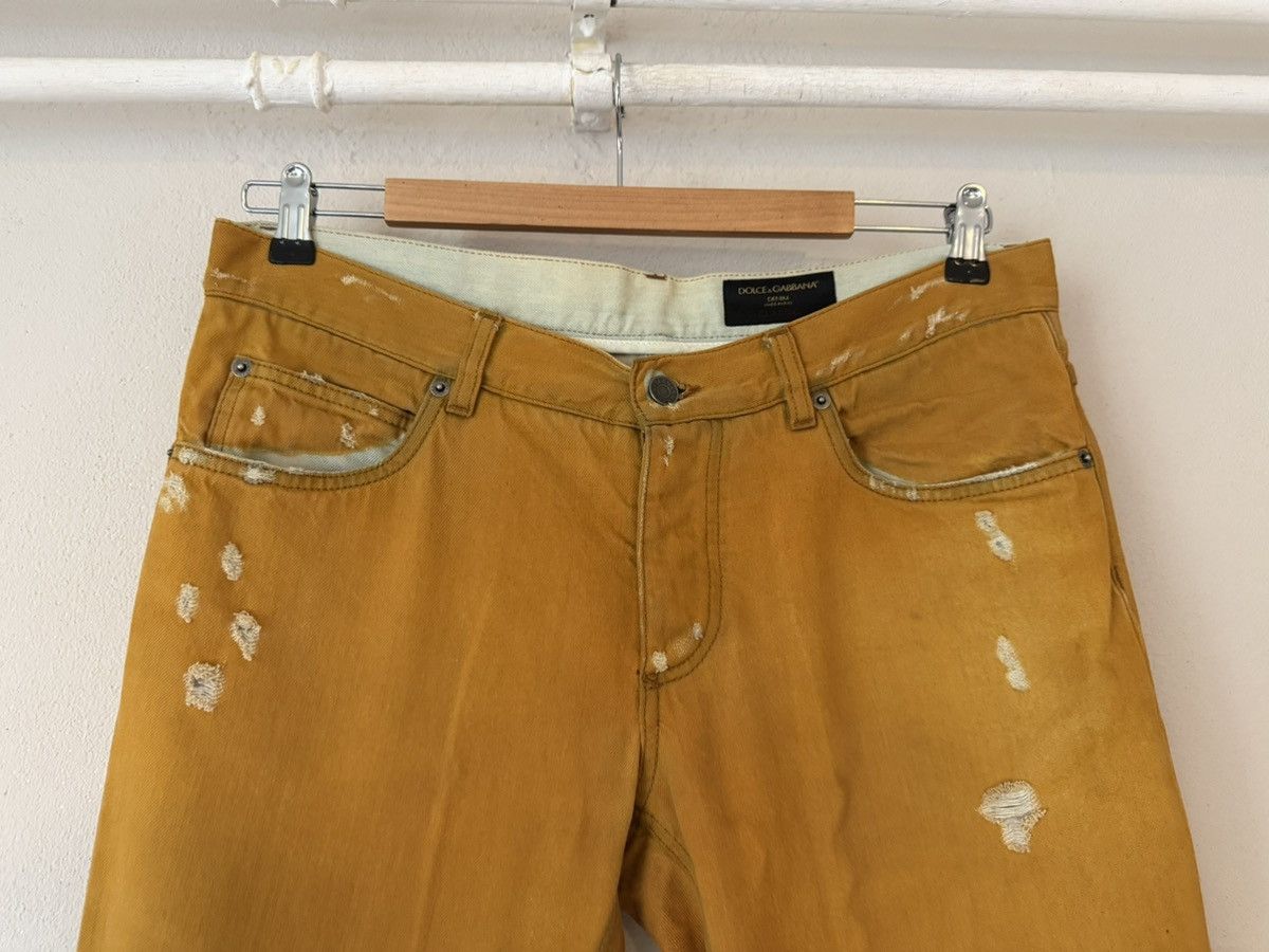 Dolce & Gabbana Distressed Mustard Denim by Dolce & Gabbana – Size 33 Size US 33 - 2 Thumbnail