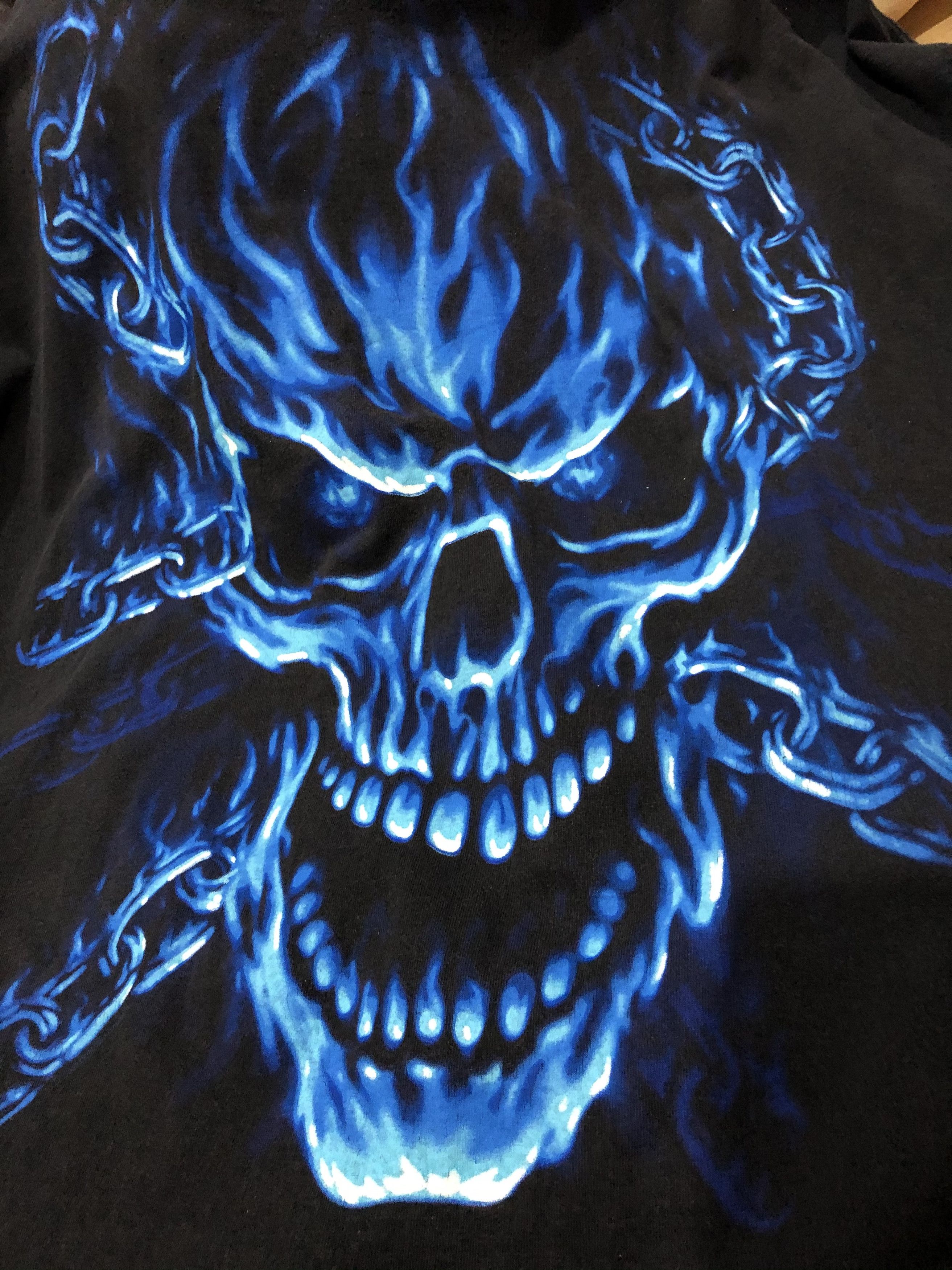 ODM Vintage ODM Big Print Blue Fire Skull Harley Davidson Tshirt Size US XXL / EU 58 / 5 - 3 Thumbnail