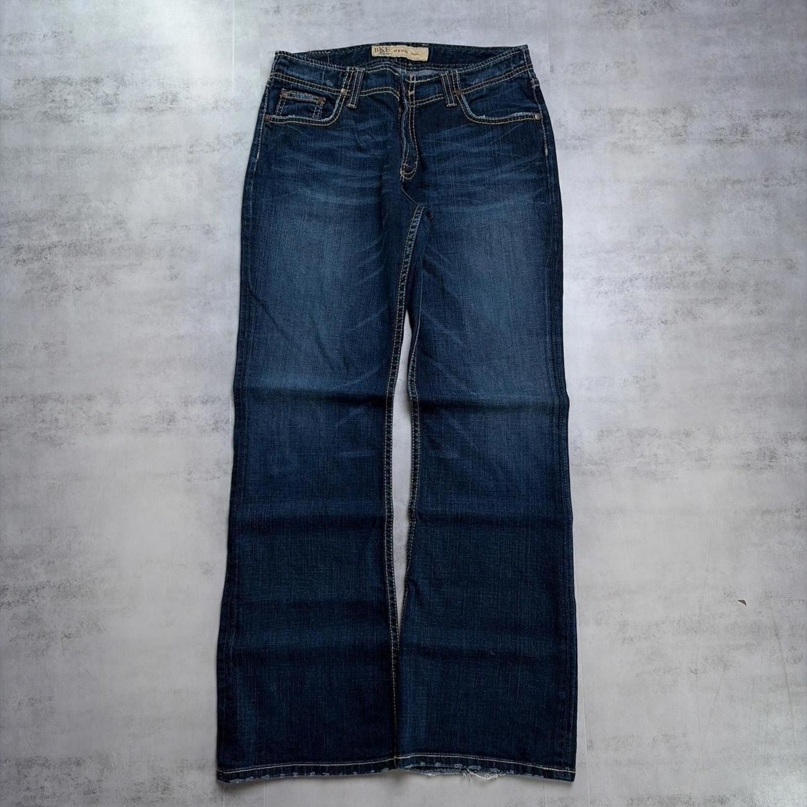 BKE Y2K Dark Wash BKE Denim Grunge Flared Denim Jeans Size 30" / US 8 / IT 44 - 2 Thumbnail