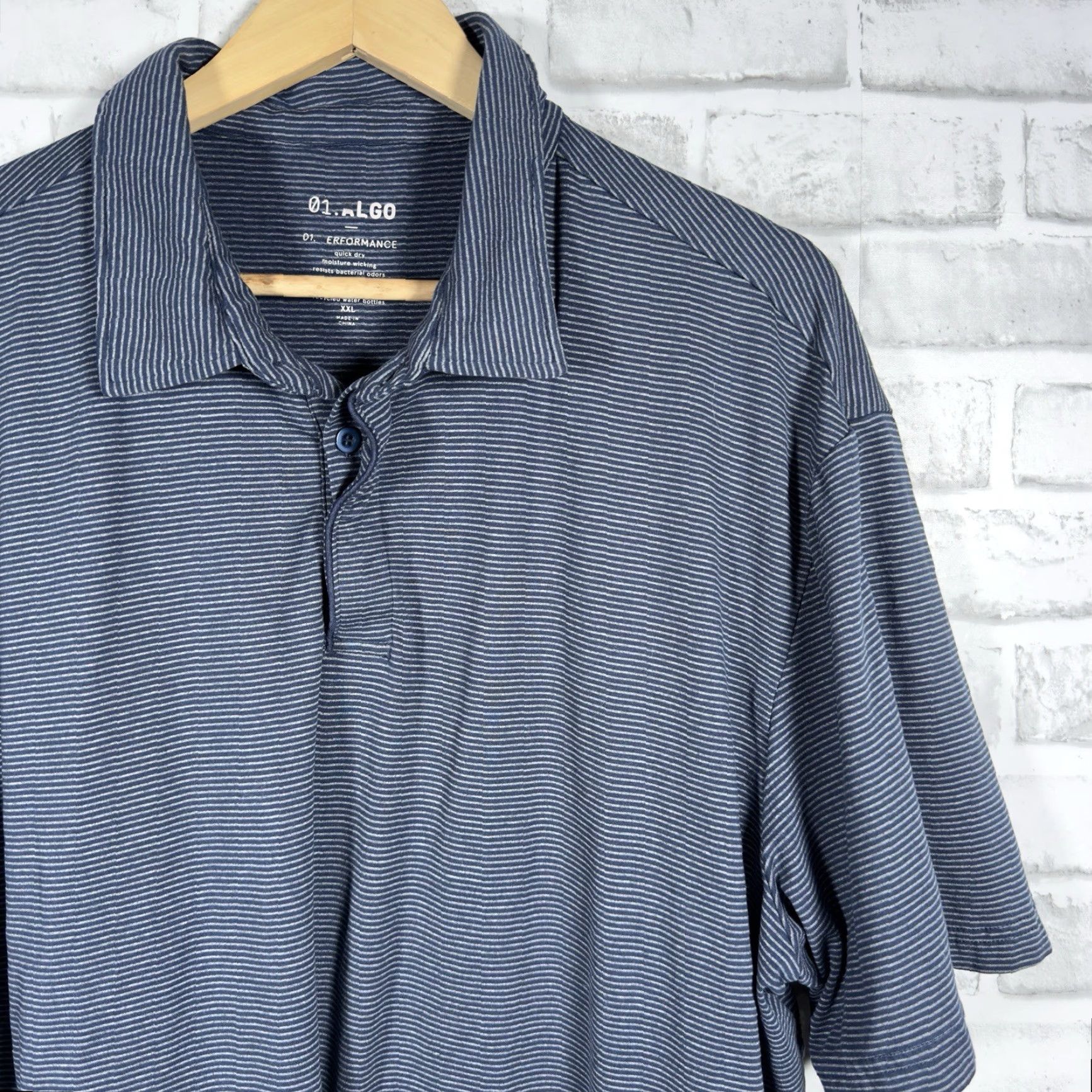 Vintage 01.Algo Performance Polo Shirt Mens 2XL Athletic Blue Shirt Size US XXL / EU 58 / 5 - 2 Thumbnail