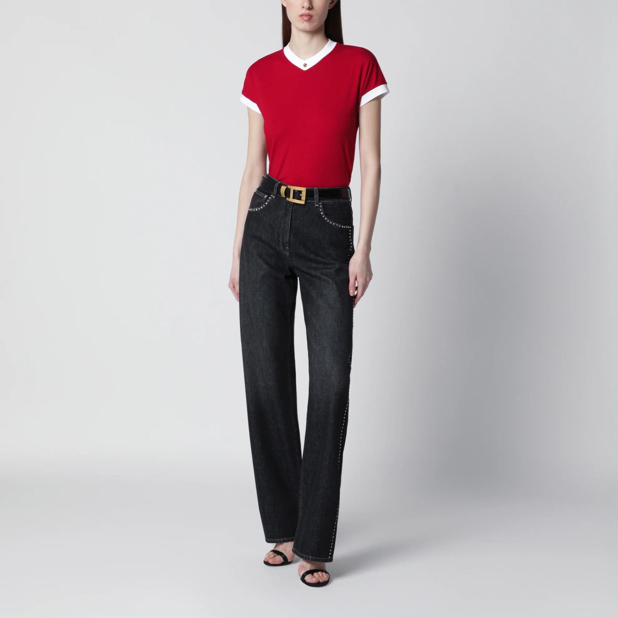 Versace o1d2blof0426 Cotton Jersey Short Sleeve T-Shirt in Red Size M / US 6-8 / IT 42-44 - 2 Thumbnail