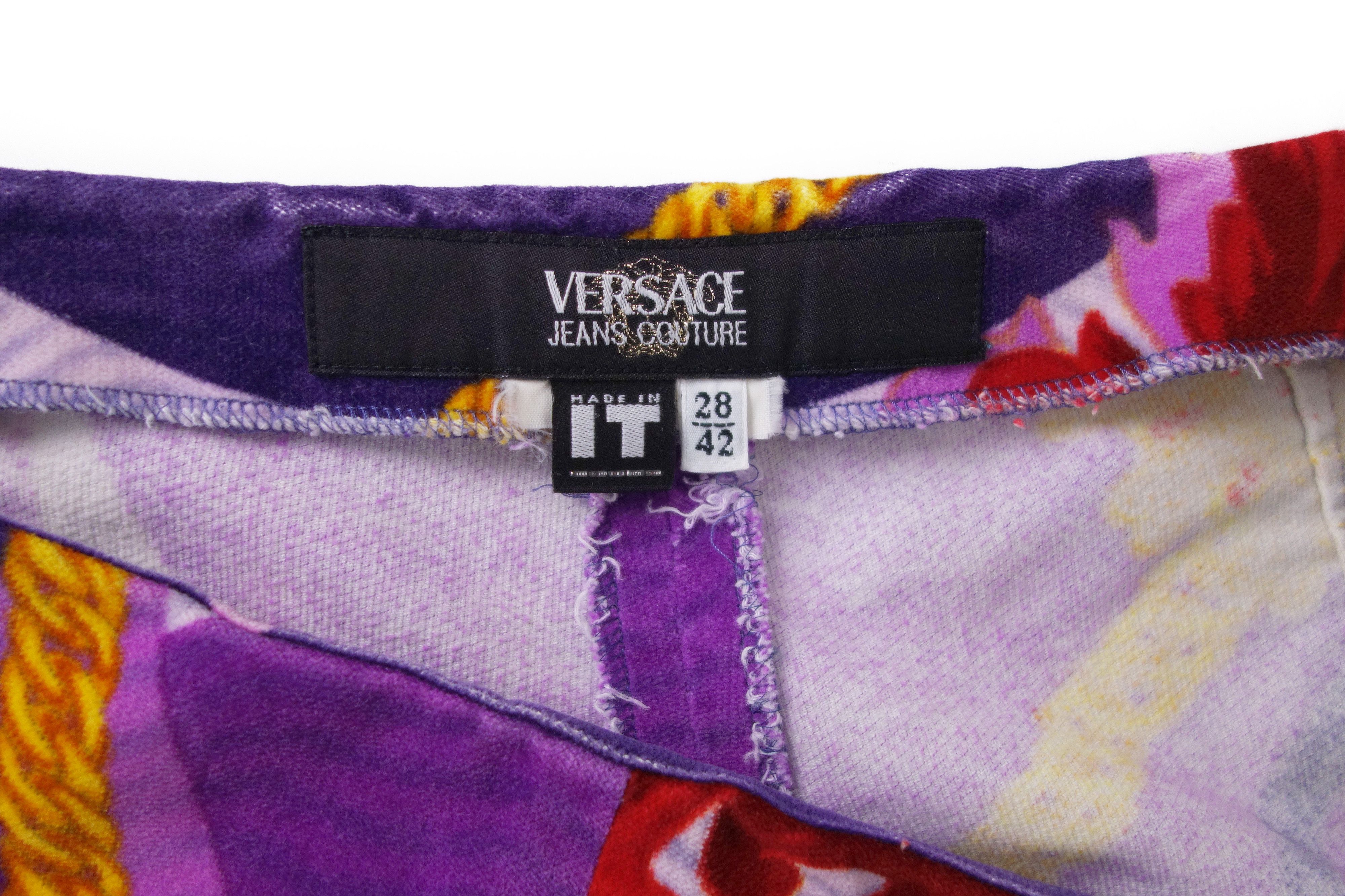 Versace Jeans Couture VERSACE Jeans Couture Womens Pants Chain Medusa Print Velvet Size 28" / US 6 / IT 42 - 11 Thumbnail