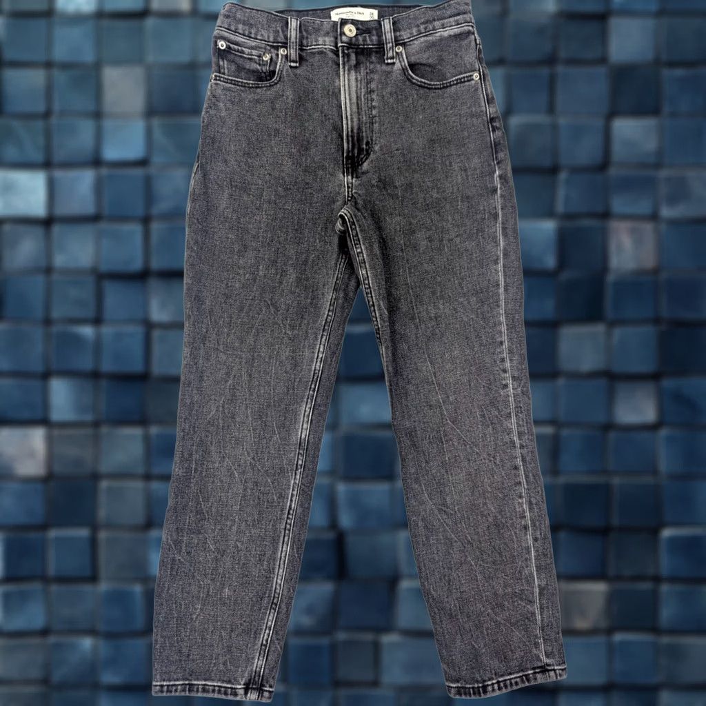 Abercrombie & Fitch Abercrombie & Fitch Jeans The Mom High Rise 00 24x24 Black Denim 5-Pocket Stretch Regular Women Size 24" / US 00 / IT 34 - 1 Thumbnail