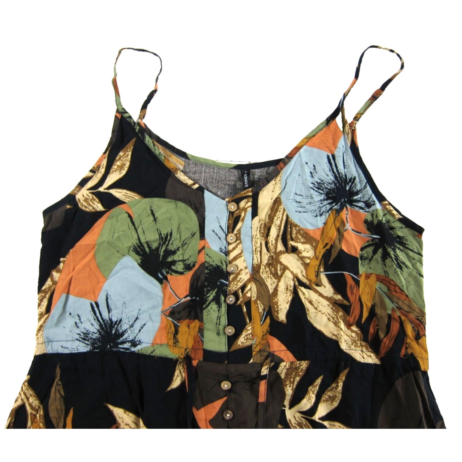 Vintage BROVAVE Maxi Dress Sundress Floral 100% Rayon L Green Black Blue V-Neck Sleeveless Sun Dress L Womens Size L / US 10 / IT 46 - 4 Thumbnail