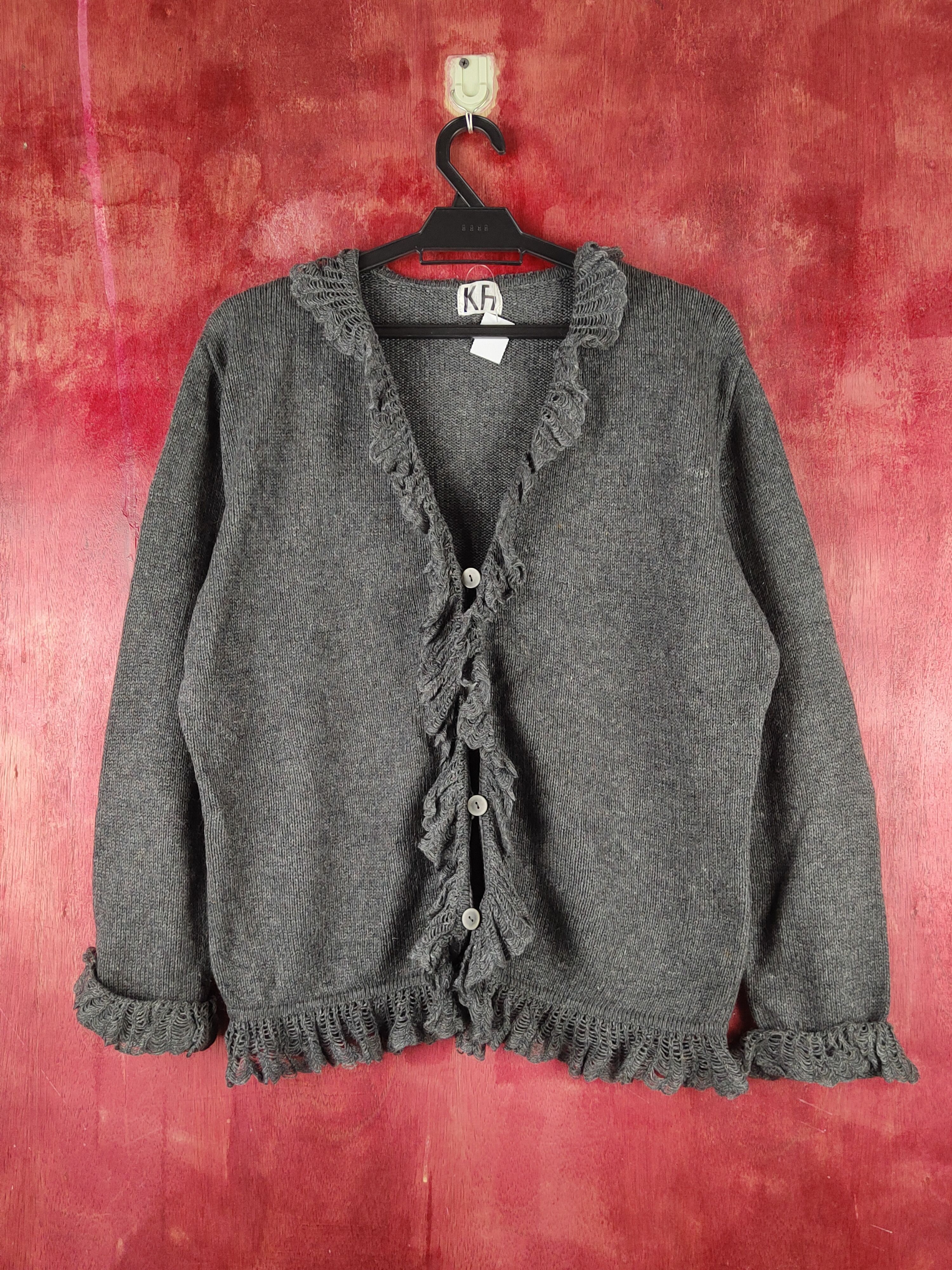 Japanese Brand Kh Dark Gray vintage Knitwear Cardigan #S2379 Size L / US 10 / IT 46 - 1 Thumbnail