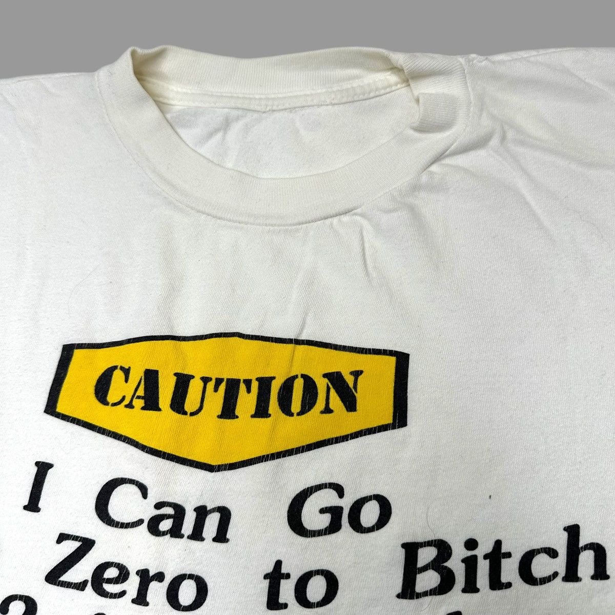 Vintage Vintage 1990s caution tshirt Size US L / EU 52-54 / 3 - 3 Thumbnail