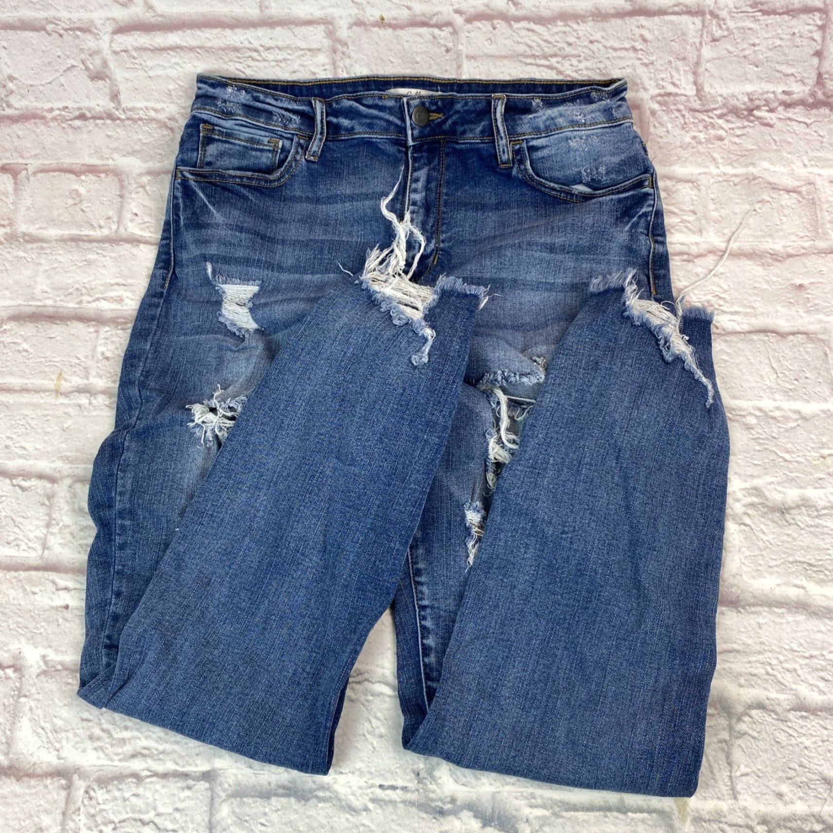 Vintage Cello Jeans Women 15 Distressed High Rise Medium Wash Stretched Whiskered Size 36" / US 14 / IT 50 - 2 Thumbnail
