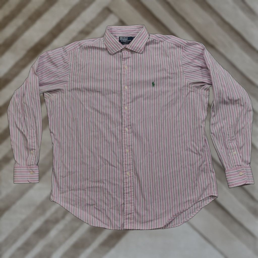 Polo Ralph Lauren Polo Ralph Lauren Shirt Mens XL Pink Striped Button-Up Small Pony Stanton Size US XL / EU 56 / 4 - 1 Thumbnail