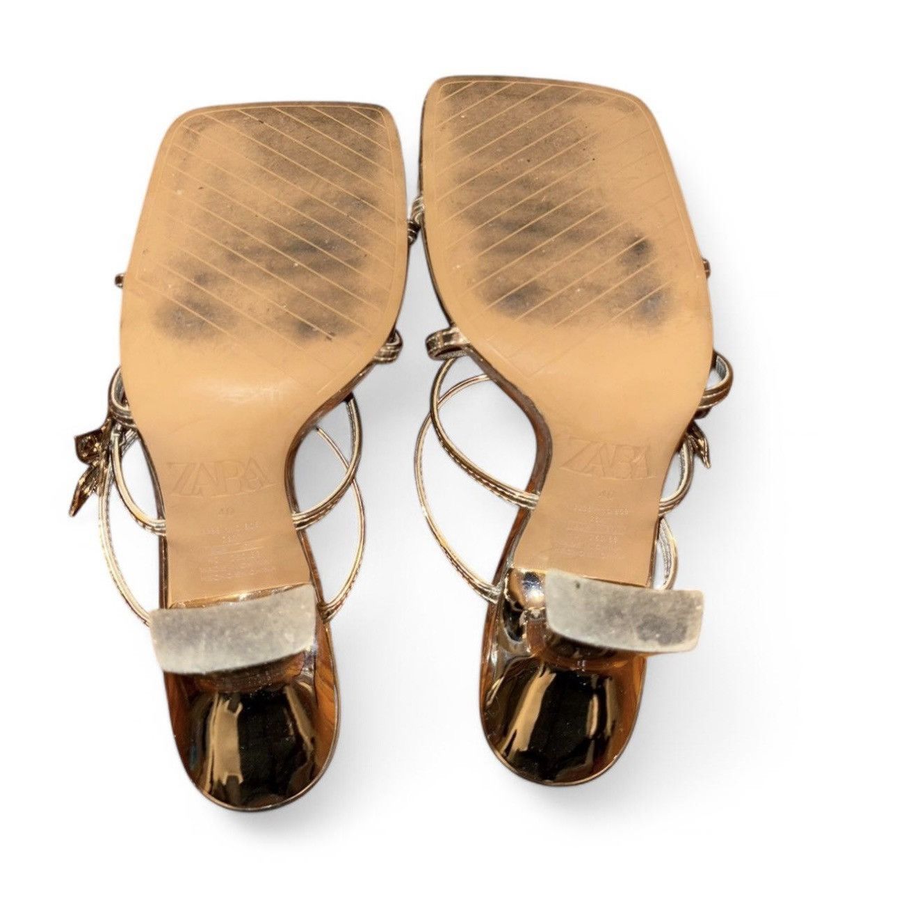 Zara Silver Metallic Butterfly Heels Size US 9 / IT 39 - 4 Thumbnail