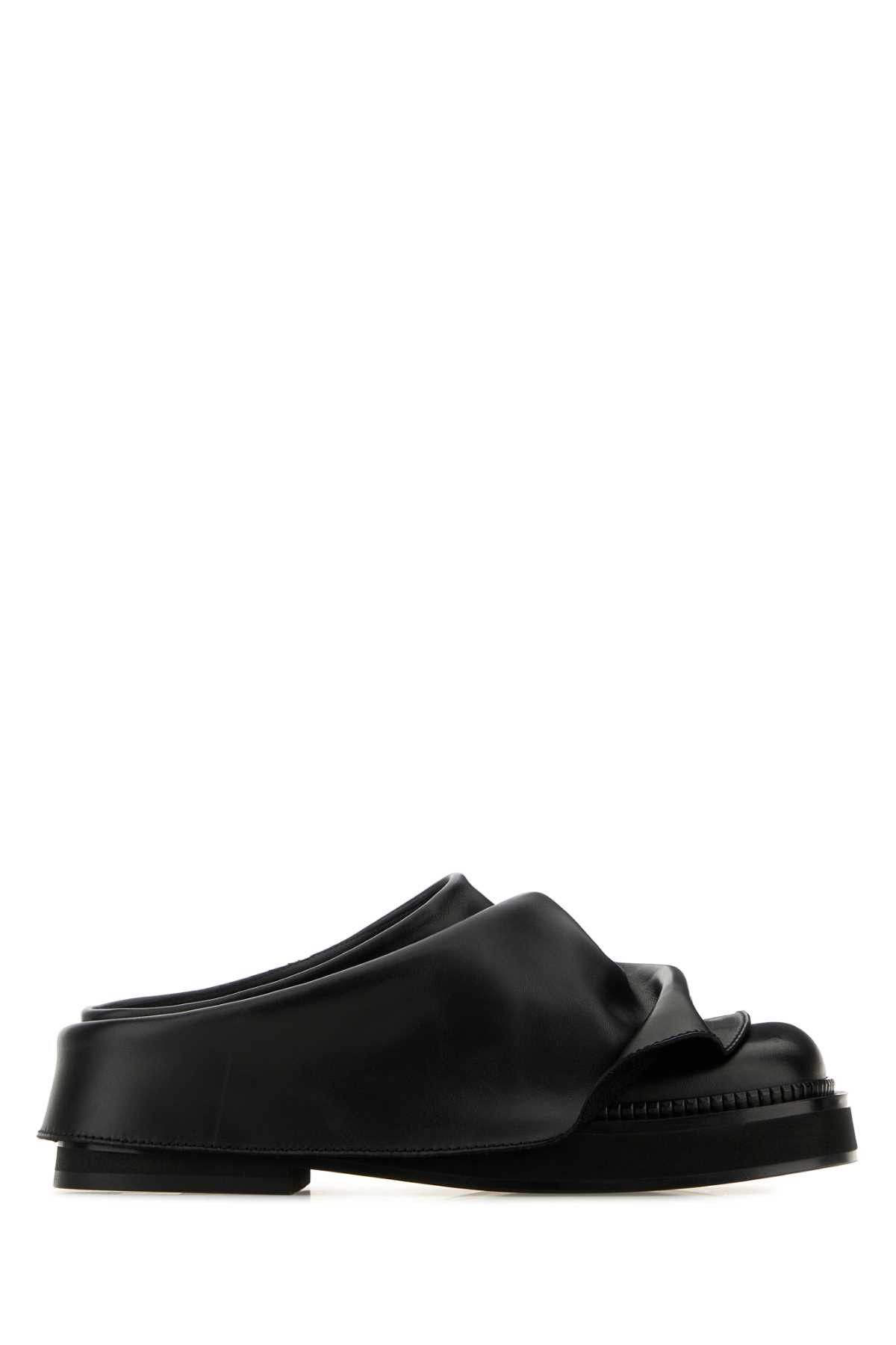 The Attico Black Leather Mini Robin Slippers Size US 9 / IT 39 - 1 Thumbnail