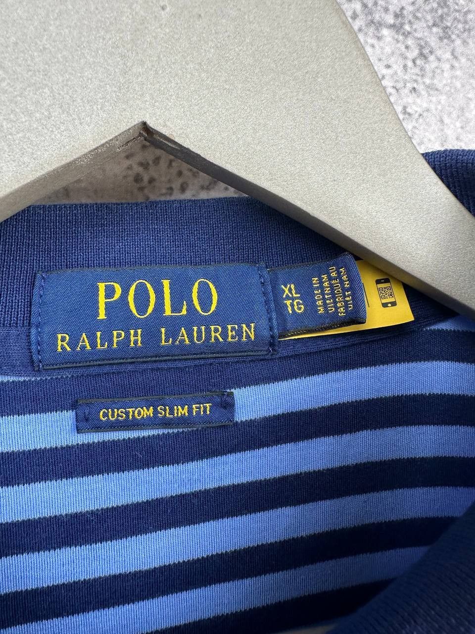 Polo Ralph Lauren Polo Ralph Lauren Striped Polo Shirt Navy Custom Slim Fit Size US XL / EU 56 / 4 - 8 Thumbnail