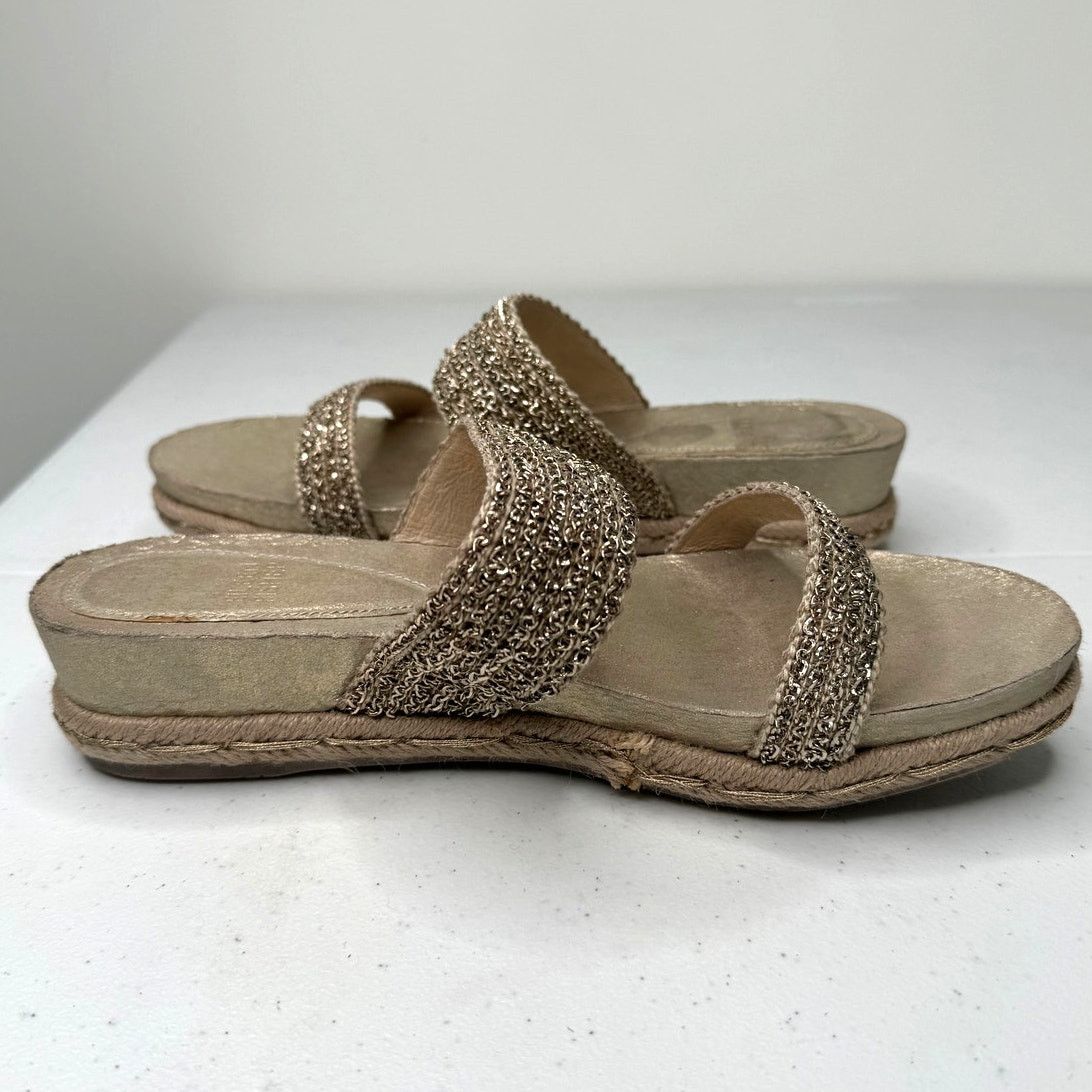 Eileen Fisher Eileen Fisher Fresh Platinum/Gold Metallic Jute Sandals Size US 9 / IT 39 - 8 Thumbnail