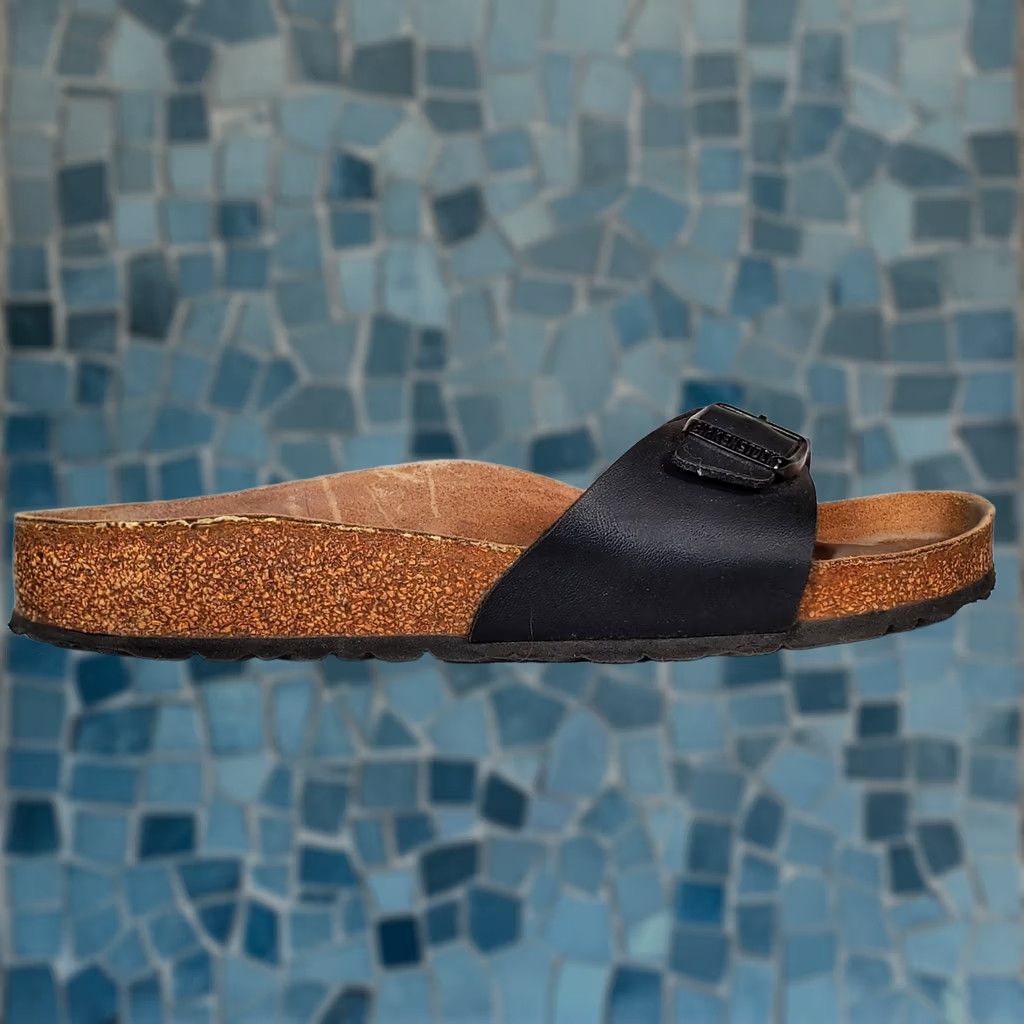 Birkenstock Birkenstock Madrid Black Birko-Flor Sandals Women Size US 7 EUR 38 Narrow Slip-on Adjustable Buckle Flat Casual Spring Summer/Vintage: No Size US 7 / IT 37 - 1 Thumbnail