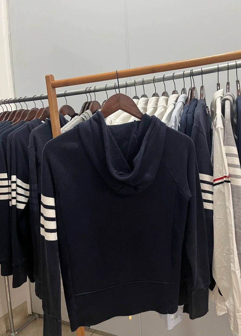 Thom Browne Thom BrowneClassic four-stripe blue hooded jacket 2503-Next Size US XS / EU 42 / 0 - 2 Thumbnail