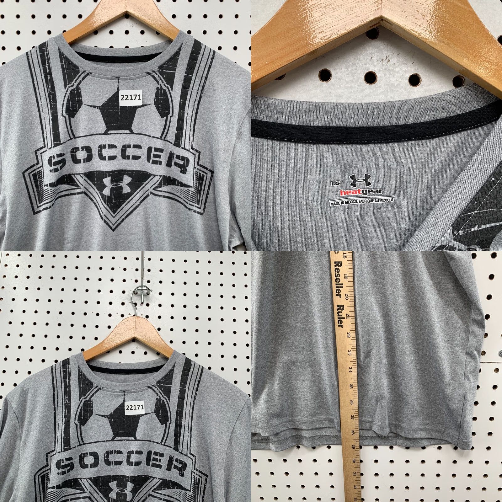 Under Armour Under Armour Heat Gear Soccer Shirt Gray Adult Large Short Sleeve Sports Shirt Mens Size US L / EU 52-54 / 3 - 8 Thumbnail