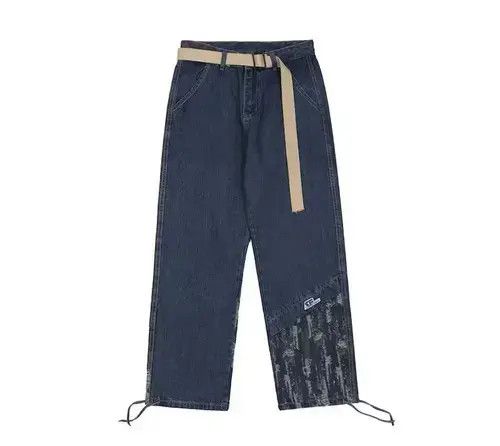Japanese Brand 21SS Indigo Union Japan Blue Denim Patchwork Washed Pants Size US 32 / EU 48 - 1 Thumbnail
