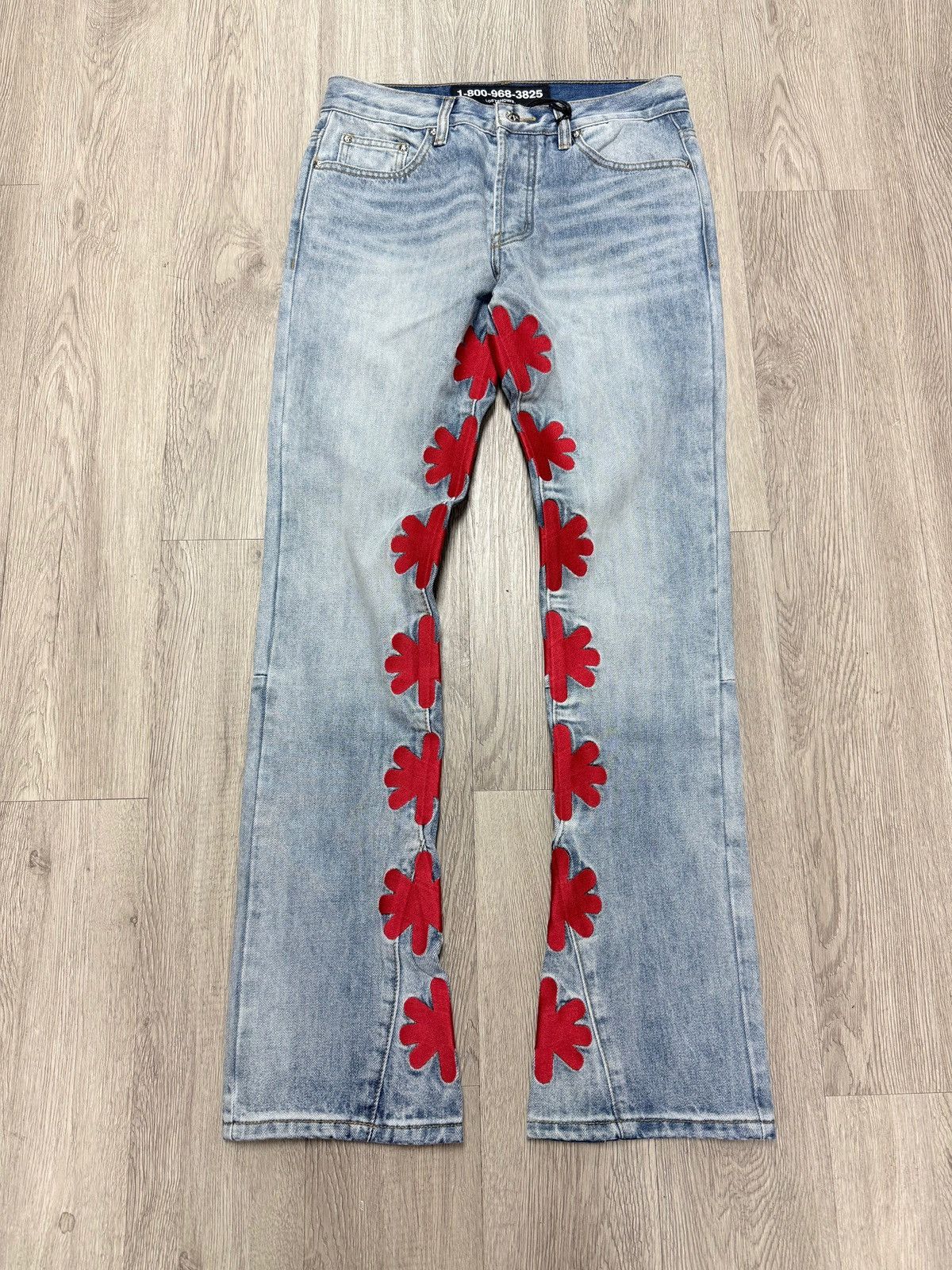 LOSTSHDWS LOSTSHDWS Light Wash Denim Jeans Red Size US 30 / EU 46 - 1 Preview