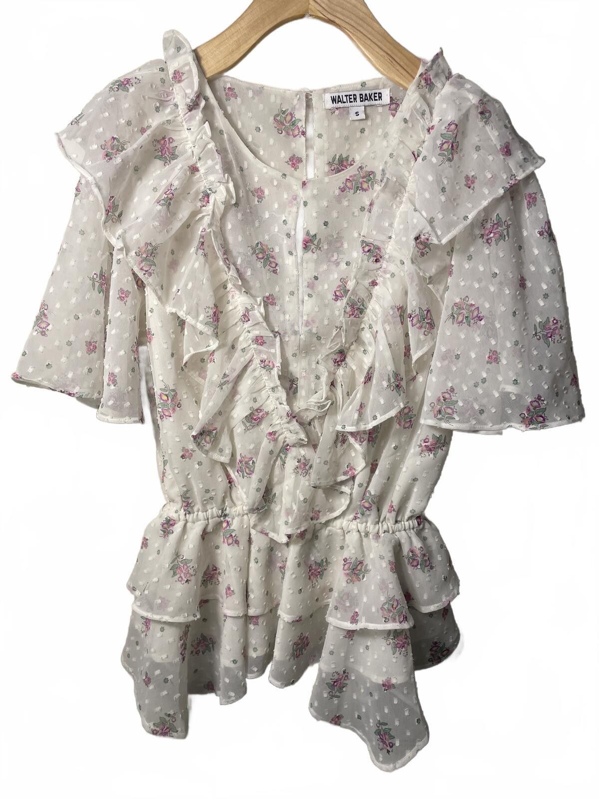 Other Walter Baker Blouse women's Small Floral Ruffle Bell Sleeve Size M / US 6-8 / IT 42-44 - 2 Thumbnail