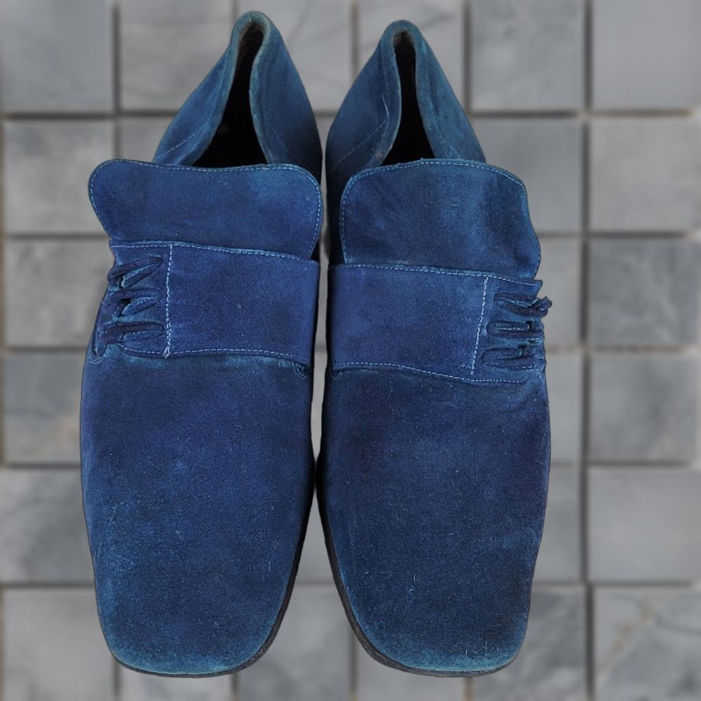 Vintage VINTAGE Blue Suede Loafers Men Size 11.5 Dress Slip On Pointed Toe Leather Lining Leather Upper Classic Size US 12 / EU 45 - 1 Thumbnail