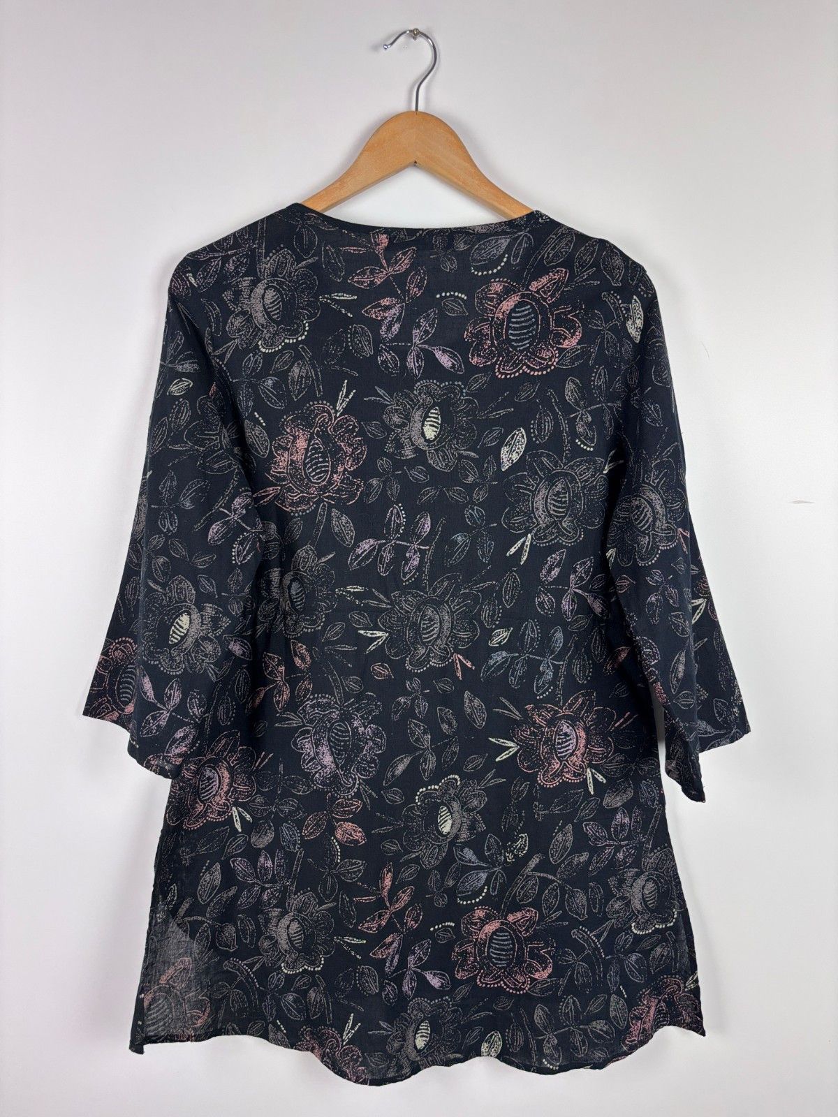 Gudrun Sjoden Gudrun Sjoden Floral Cotton Linen Black Dress Tunic Size M Size M / US 6-8 / IT 42-44 - 6 Thumbnail