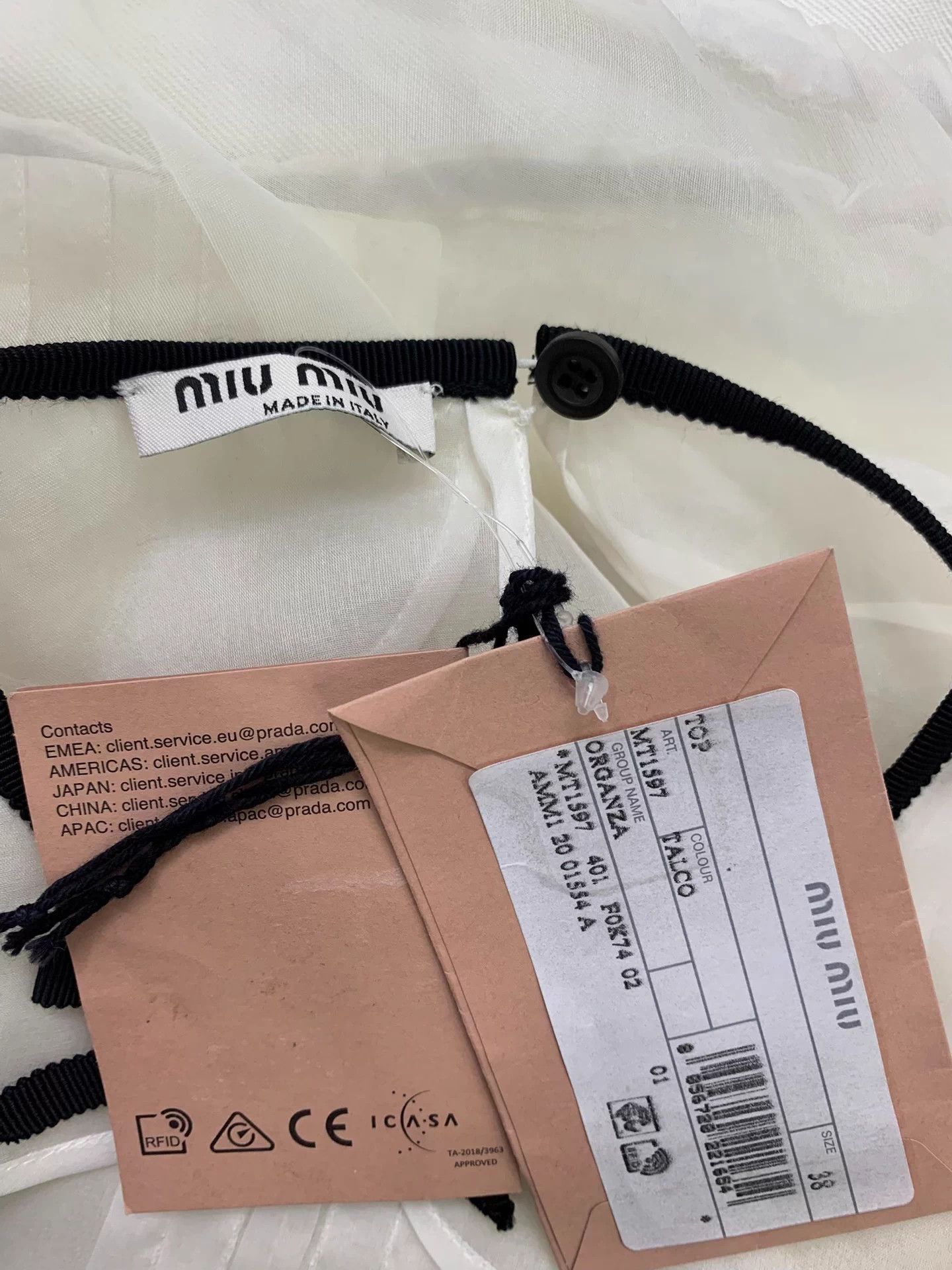 Miu Miu MIU MIU White Silk Top 38 Size S / US 4 / IT 40 - 4 Thumbnail