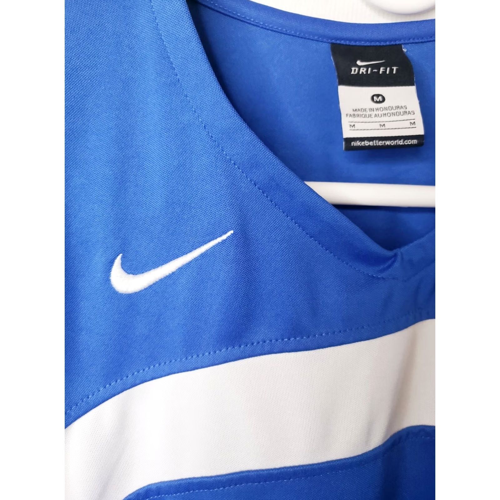 Nike Nike Team Dri-Fit Mavericks Polo Shirt Mens Blue White V-Neck Short Sleeve Embroidered Logo Size US 31 - 6 Thumbnail