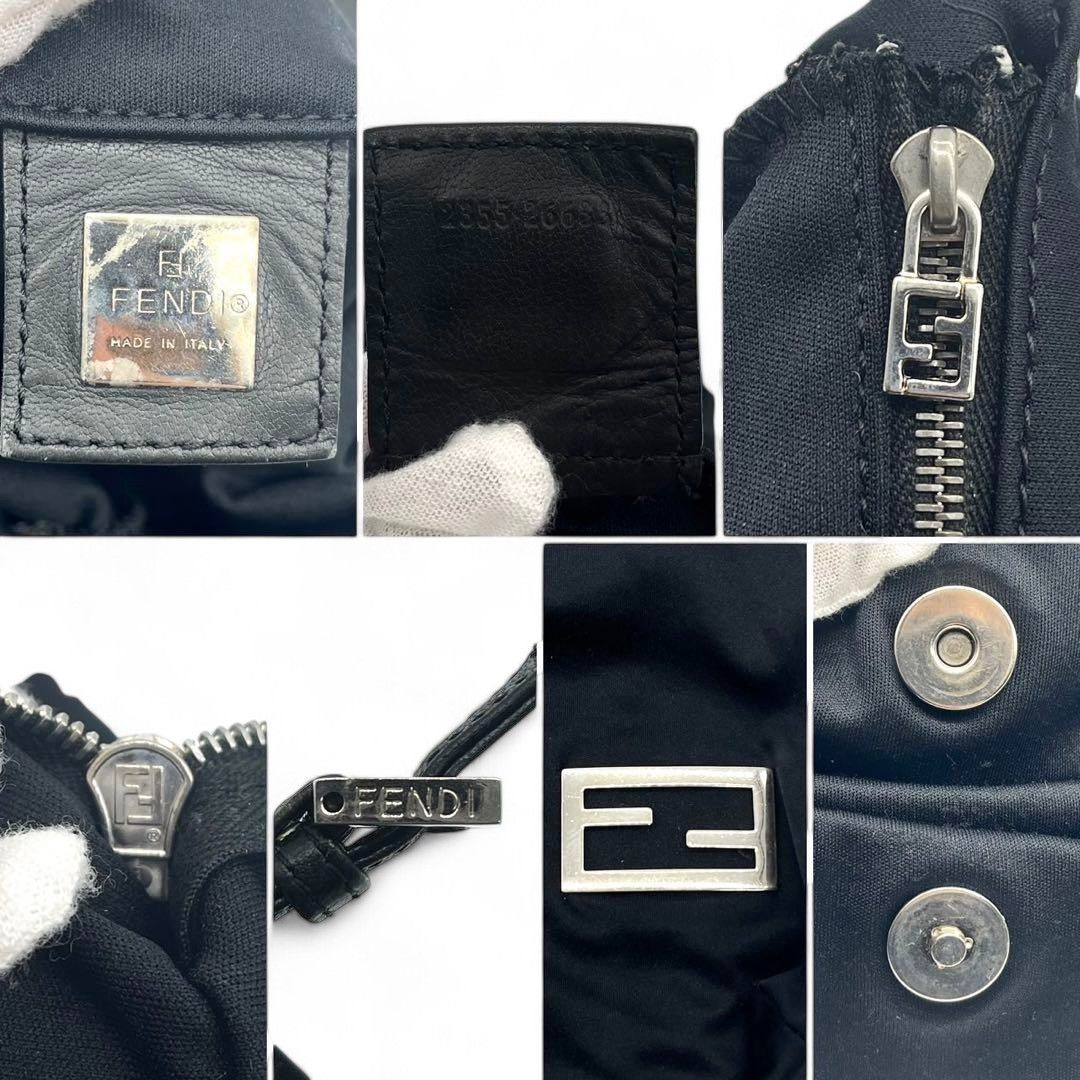 Fendi Fendi - Tote Handbag Jersey Black Leather FF Silver Size ONE SIZE - 8 Thumbnail