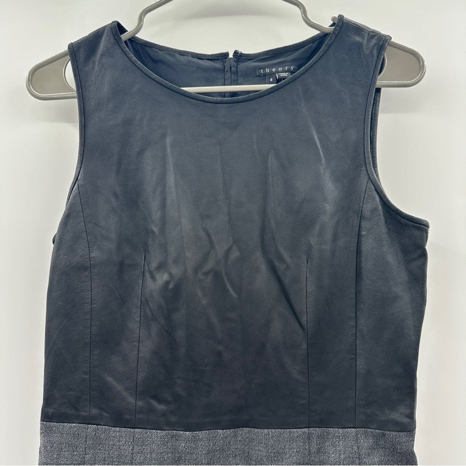 Theory Theory Tirionne C Magistrate Leather Wool Sheath Dress Sz 6 Size M / US 6-8 / IT 42-44 - 4 Thumbnail