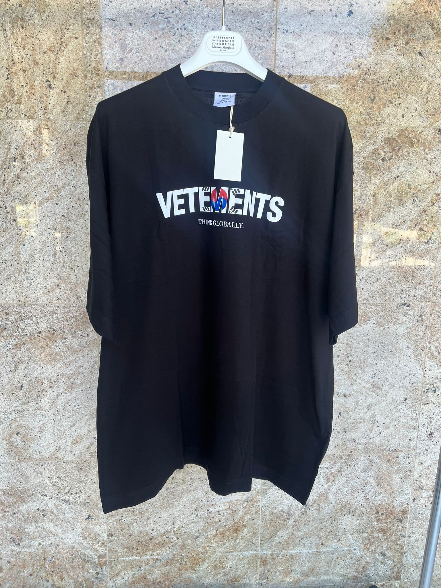image of Vetements Q.2 / Think Golbally South Korea Logo T-Shirt Long sleeve In Black, Men's (Size Large)