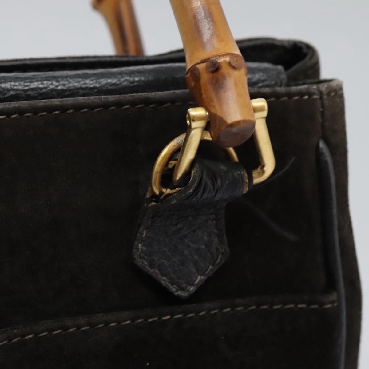 Gucci GUCCI Bamboo Hand Bag Suede Leather Black Gold 000 122 000 Size ONE SIZE - 14 Thumbnail