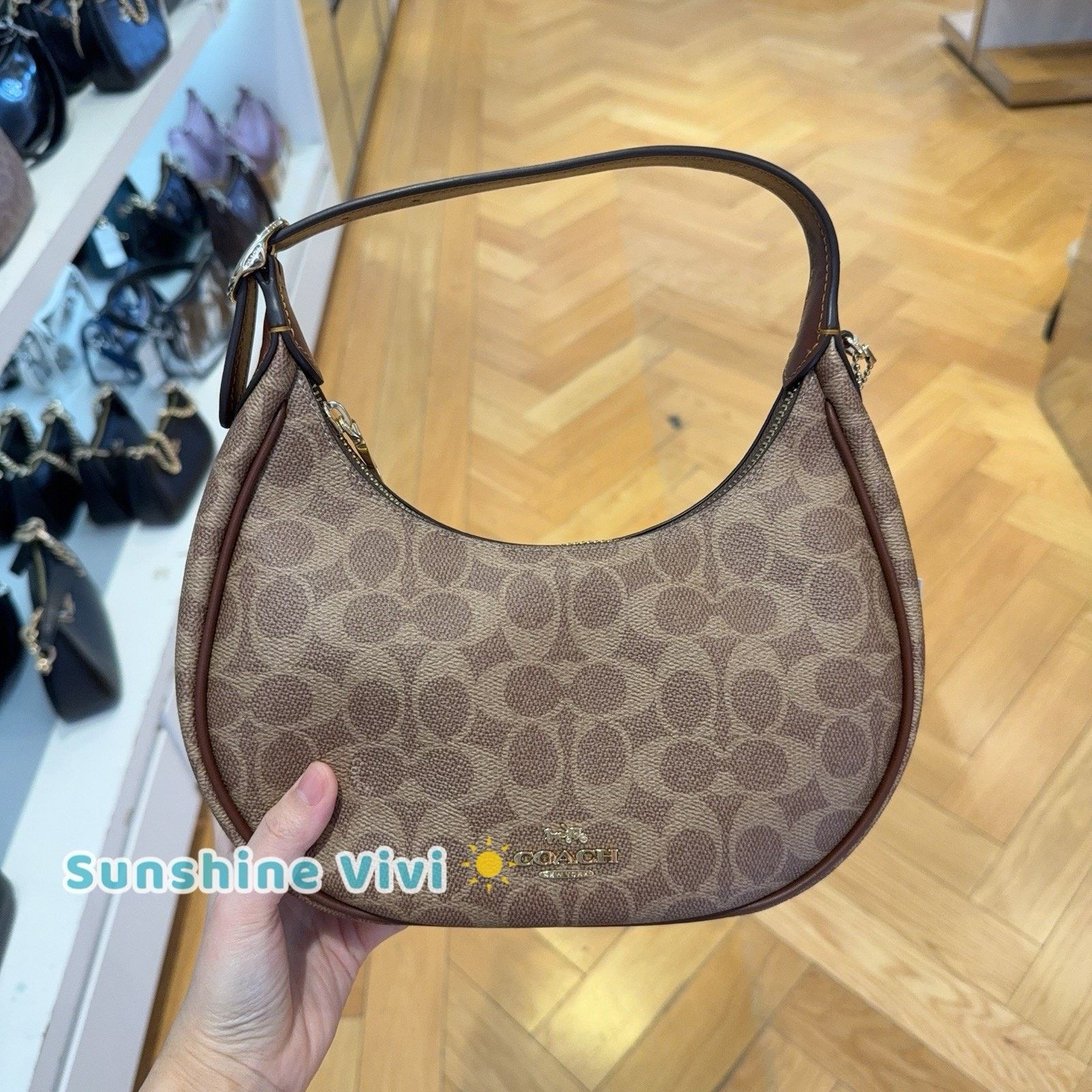 Coach NWT Coach Emily Shoulder Bag signature CDX17 Gold/Tan/Brown Size ONE SIZE - 1 Thumbnail