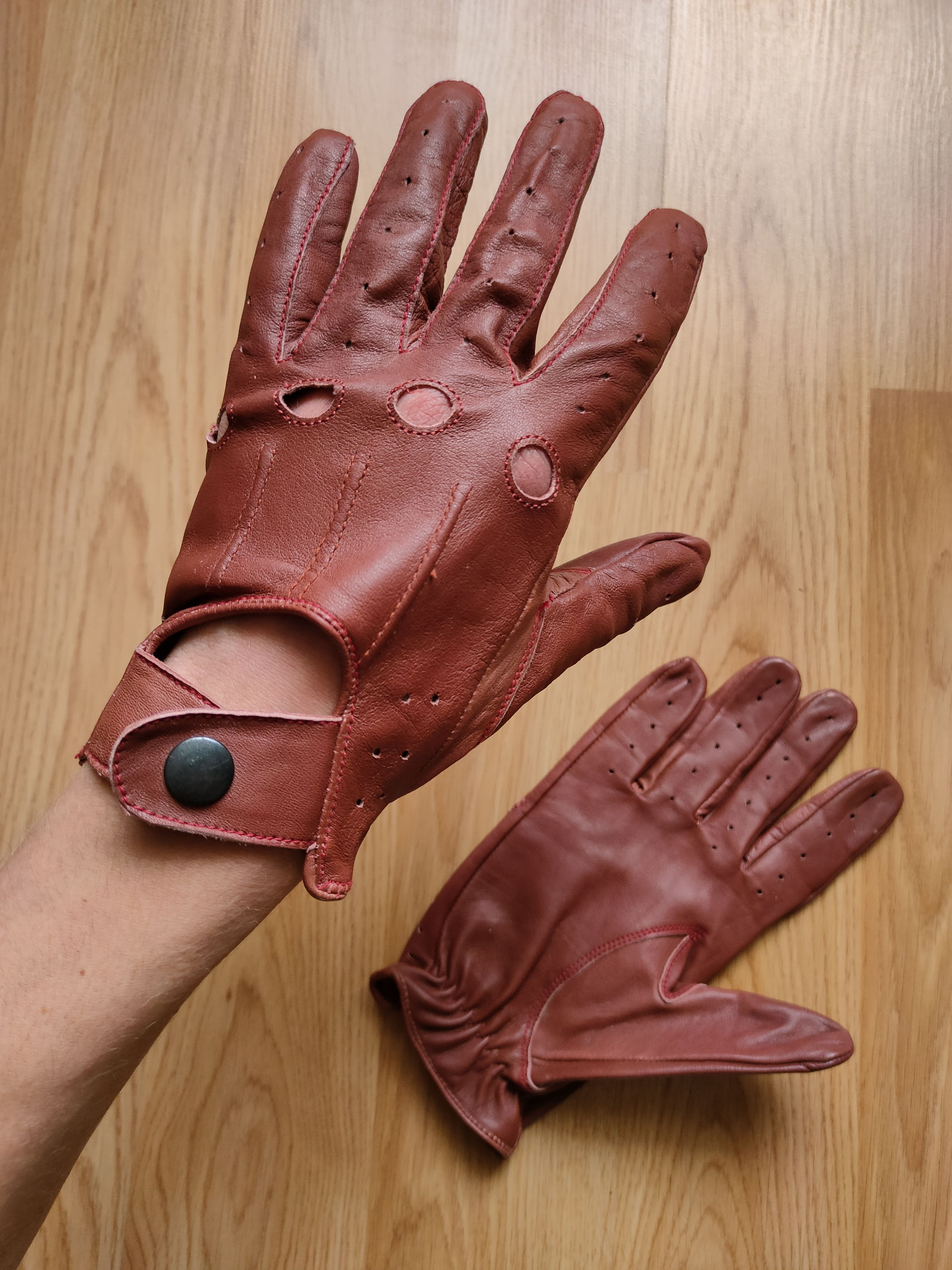 Designer × Leather Driving gloves leather racing gloves for the car M-L Size ONE SIZE - 1 Thumbnail