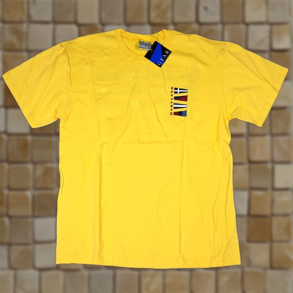 Nautica VINTAGE Maryland T-Shirt Yellow Short Sleeve Mens L Nautical Flag Retro 90s GEAR FOR SPORTS Crew Neck Graphic Print NOS Size US L / EU 52-54 / 3 - 1 Thumbnail
