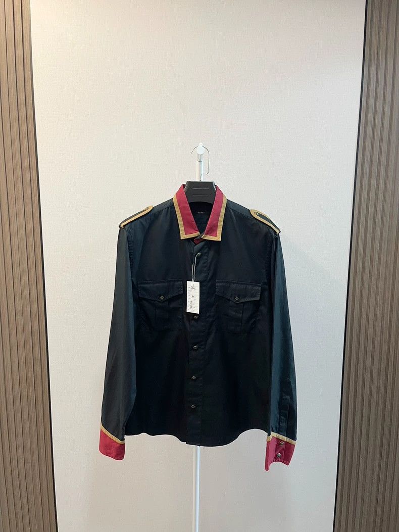 Gucci Gucci Size 43 Black color-blocked long-sleeved shirt 2502- Size US S / EU 44-46 / 1 - 1 Thumbnail