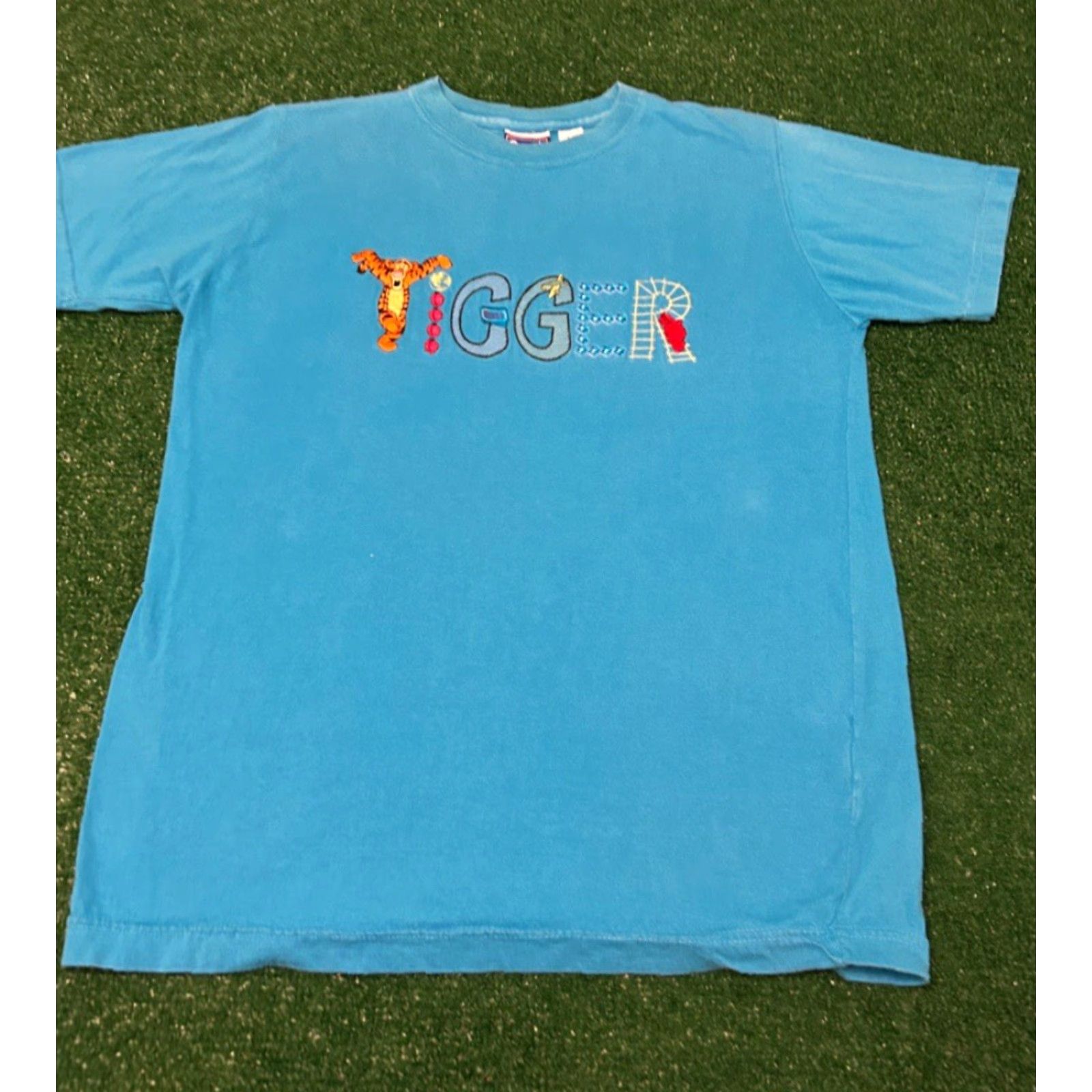 Disney VINTAGE Disney Winnie The Pooh Tigger Embroidered VTG Shirt Size L Mens Blue 90s Cartoon decade Etsy Size US L / EU 52-54 / 3 - 3 Thumbnail