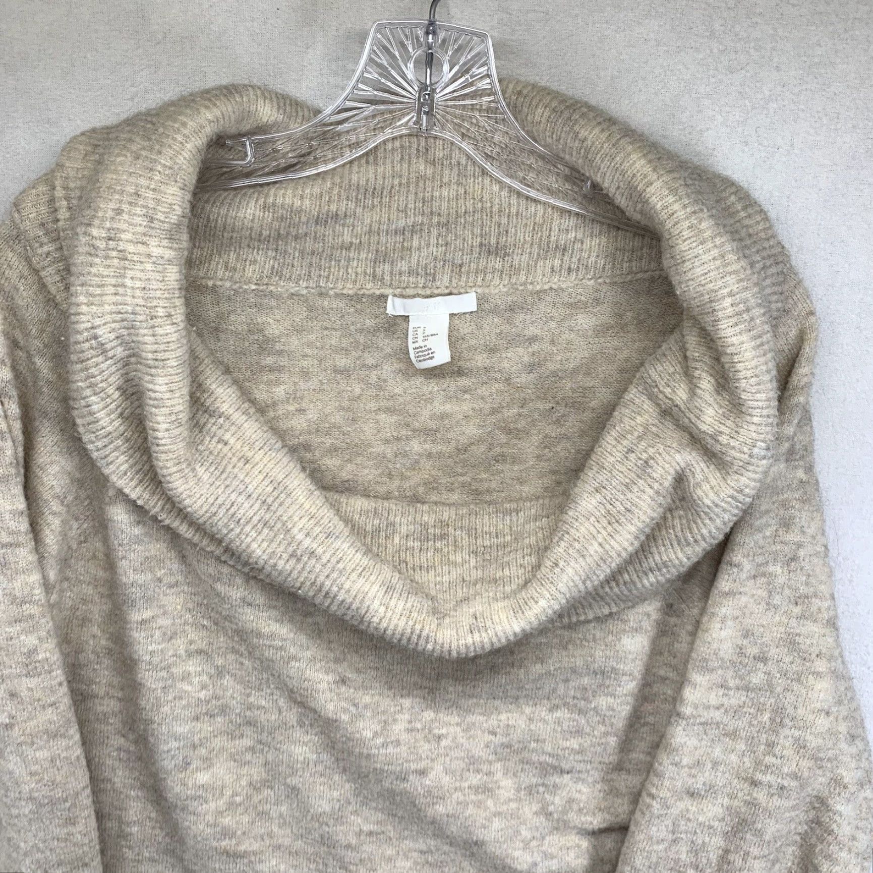 H&M H&M Wool Blend Cowl Neck Sweater Womens Size Small Long Sleeve Beige Pullover small Womens Boho City Classic 90s? Size S / US 4 / IT 40 - 3 Thumbnail