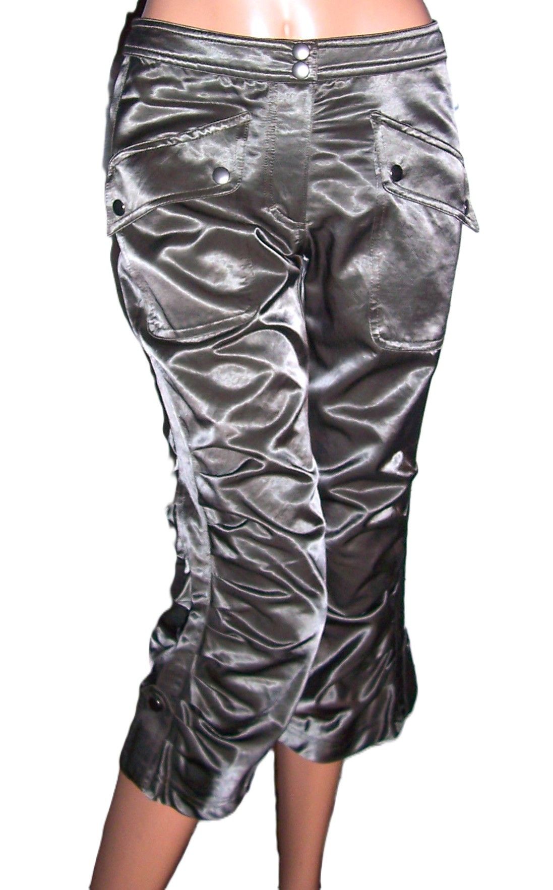 Bebe Bebe Khaki Green Shiny Capri Pants 4 Size 26" / US 2 / IT 38 - 1 Thumbnail