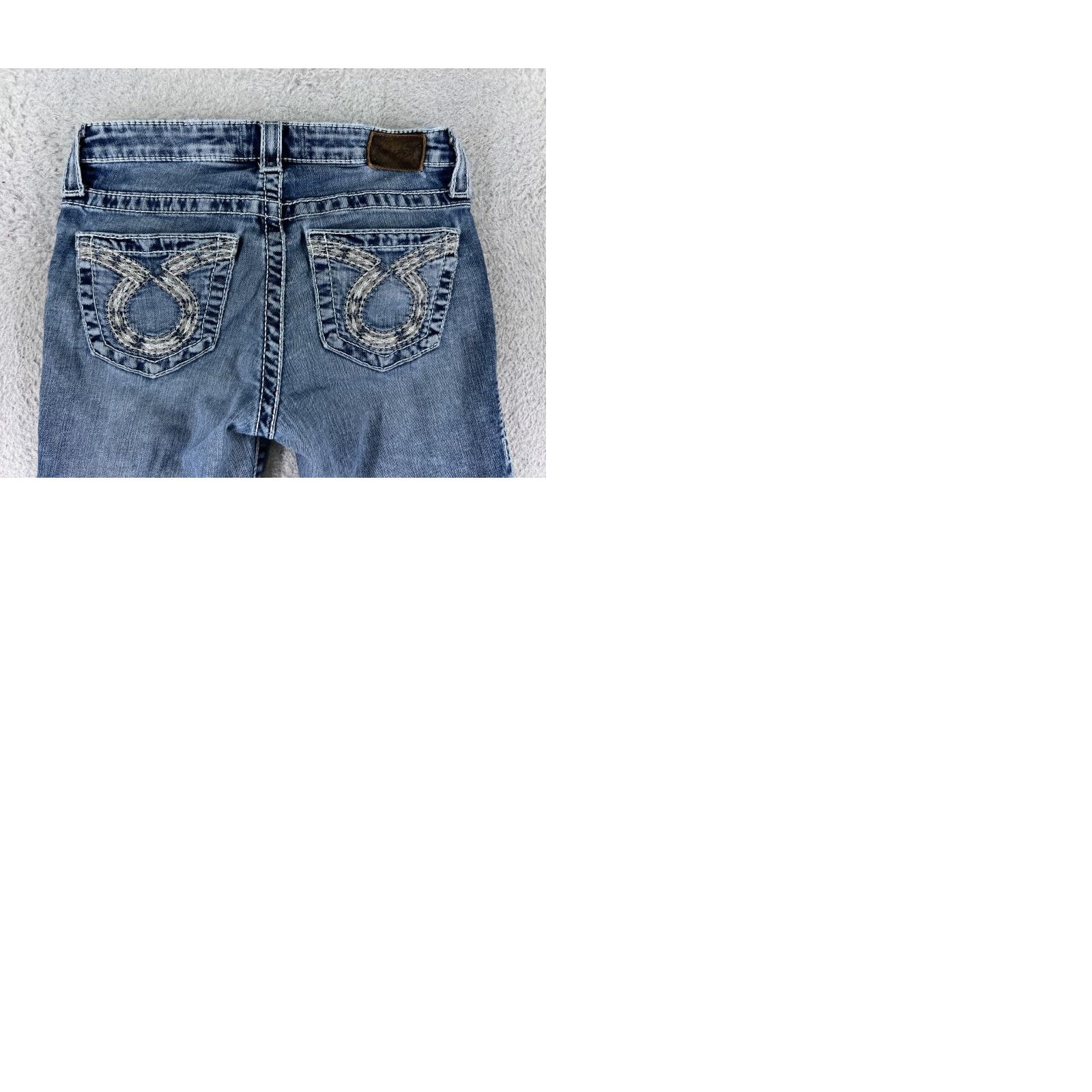 Denime VINTAGE Big Star Jeans Women 26 Blue Denim Skinny Low Rise Embroidered Stars Size 26" / US 2 / IT 38 - 10 Thumbnail