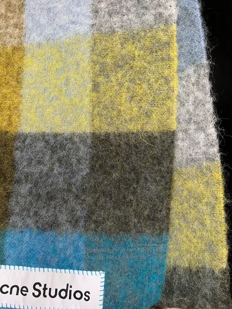 Acne Studios Acne Studios Classic Mohair Checkered Scarf - Olive Green/ Size ONE SIZE - 5 Thumbnail