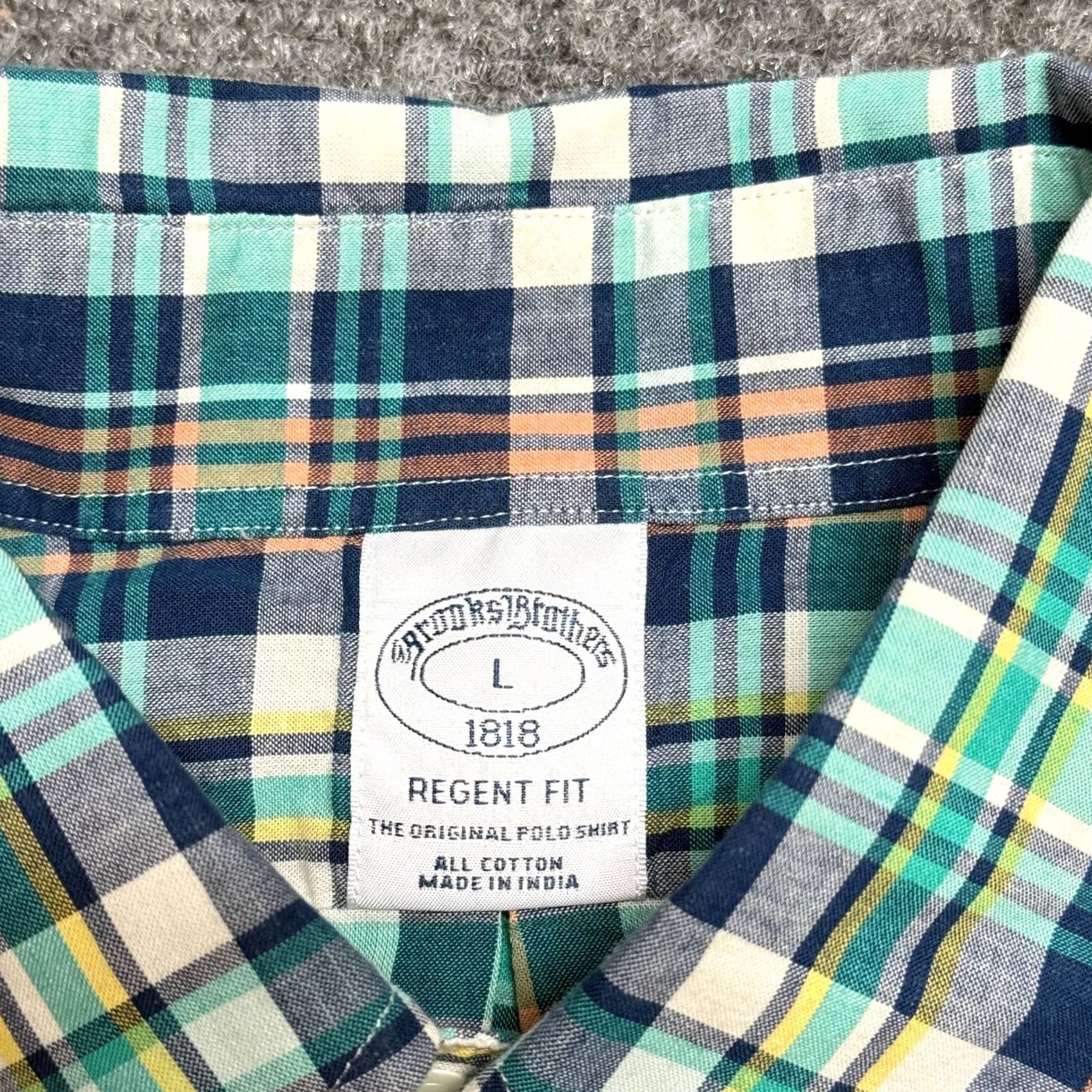 Brooks Brothers Brooks Brothers Shirt L Blue Plaid Cotton Regent Fit Short Sleeve India Madras Size US L / EU 52-54 / 3 - 4 Thumbnail