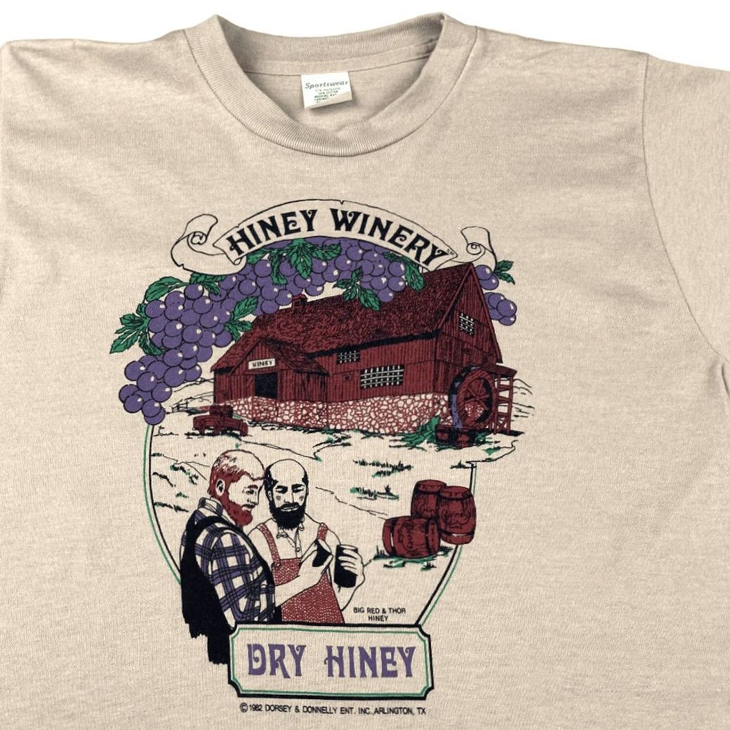 Vintage VINTAGE Hiney Winery Shirt Adult XS Beige 80s Dry Wine Radio Promo Sportswear Mens T-Shirt Size US XS / EU 42 / 0 - 3 Thumbnail