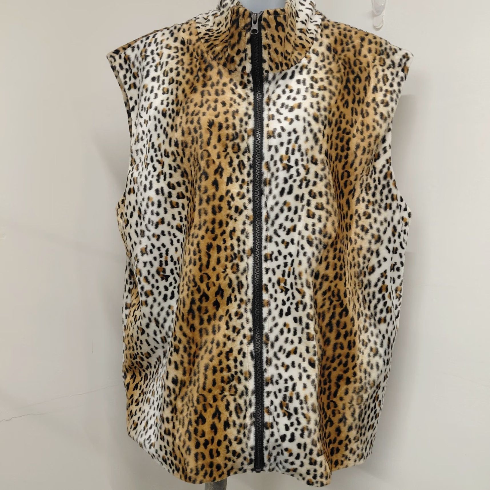 Jordan Brand Jordan Vest Womens XL Brown Leopard Print Full Zip Sleeveless Animal Pocket Vest Multicolor Leopard Pattern Womens Jordan Vest Size XL / US 12-14 / IT 48-50 - 2 Thumbnail
